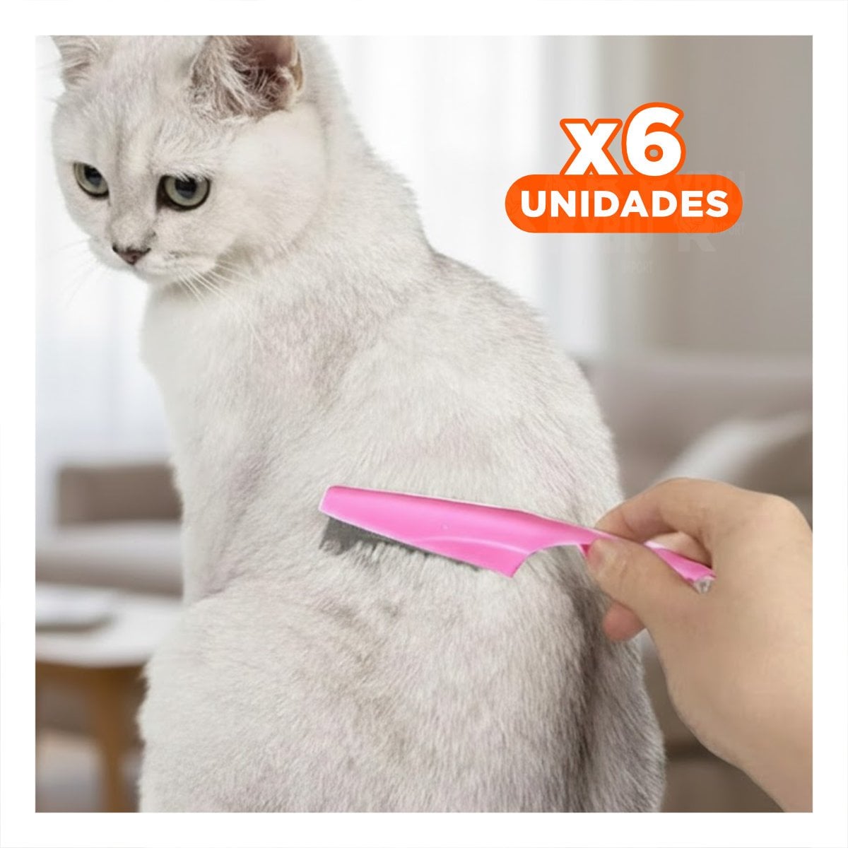 PACK6 PINCEL SUAVE ROSADO PARA MASCOTAS FACILITA LA ELIMINACION DE PULGAS Y+REGALO STICKER - 1