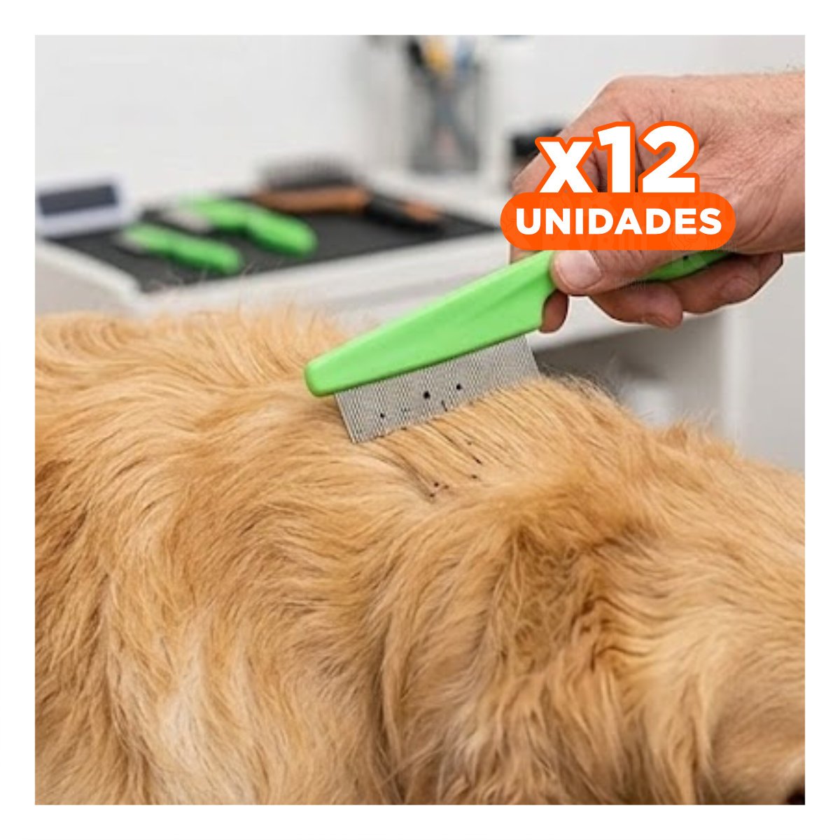 PACK12 PINCEL ERGONOMICO VERDE PARA MASCOTAS MANTIENE PELAJE LIMPIO Y SUAVE - 1