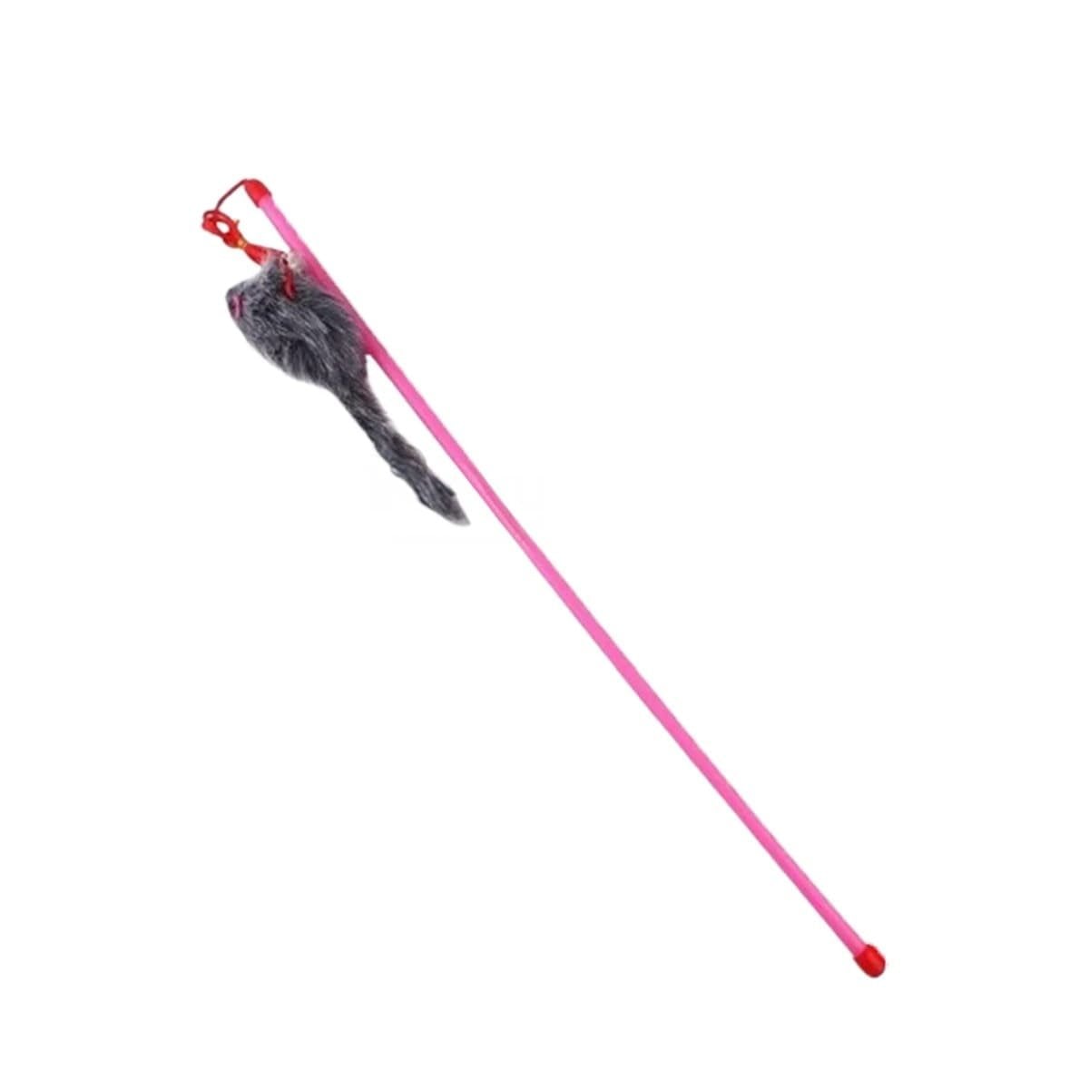 PACK12 ACCESORIO PRACTICO PARA GATO CON VARITA DE COLOR ROSADO Y RATON PLOMO Y+REGALO STICKER - 2
