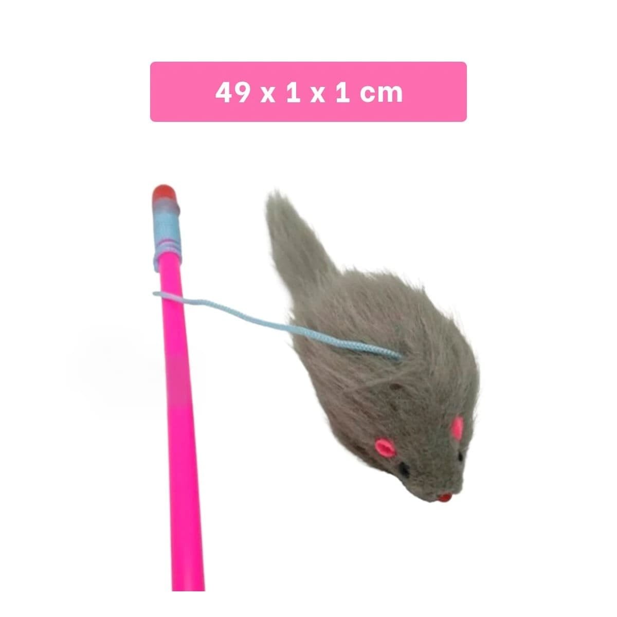 PACK12 ACCESORIO PRACTICO PARA GATO CON VARITA DE COLOR ROSADO Y RATON PLOMO Y+REGALO STICKER - 4