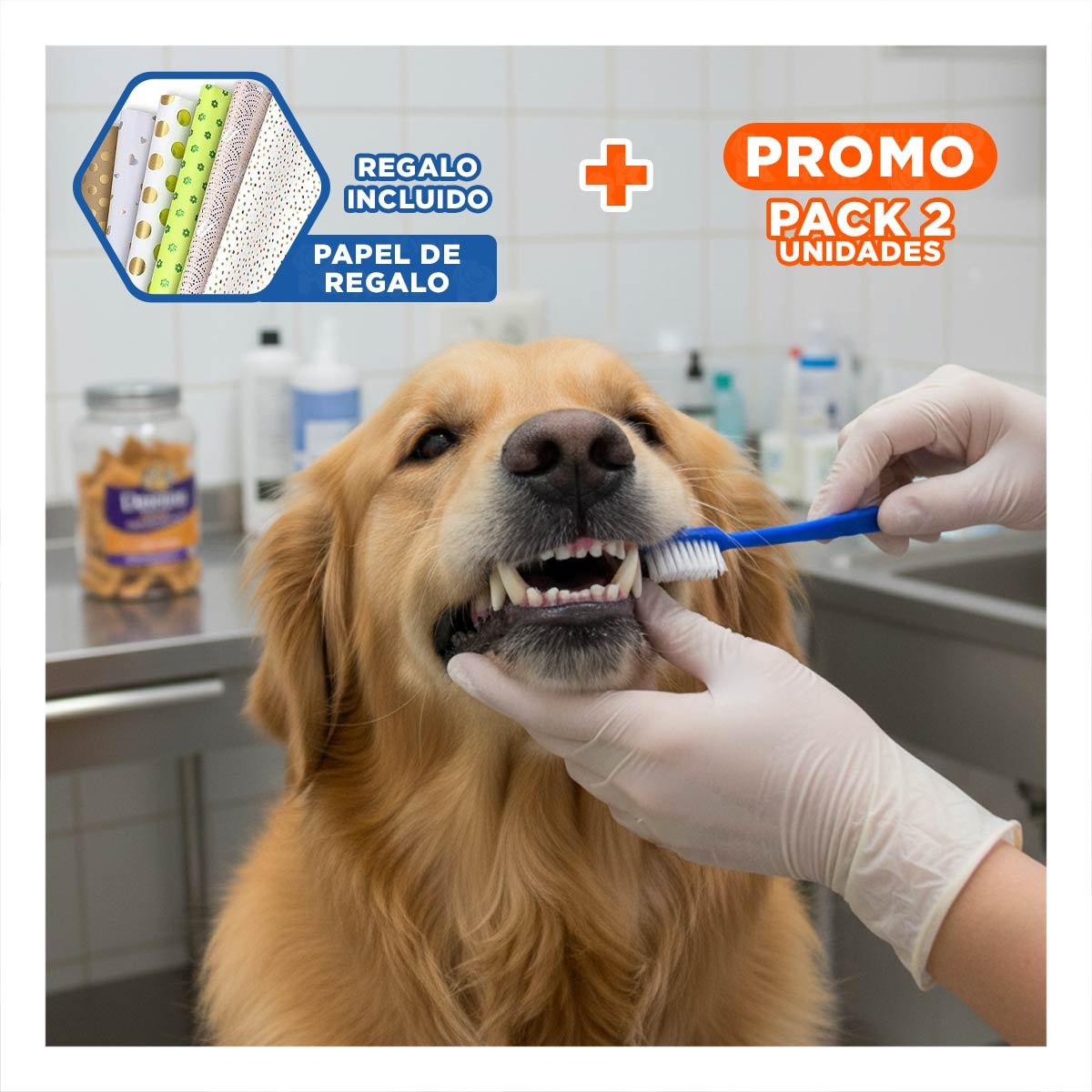 PACK2 PAQUETE DE CEPILLOS DENTALES PARA MASCOTAS MULTICOLOR CON LIMPIEZA RAPIDA Y+PAPEL REGALO - 1