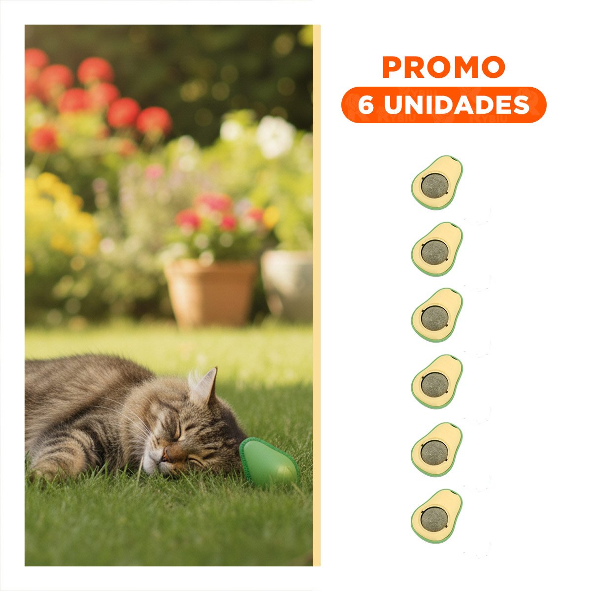 PACK6 JUGUETE NATURAL EN FORMA DE PALTA VERDE PARA GATOS ALEGRES - 1