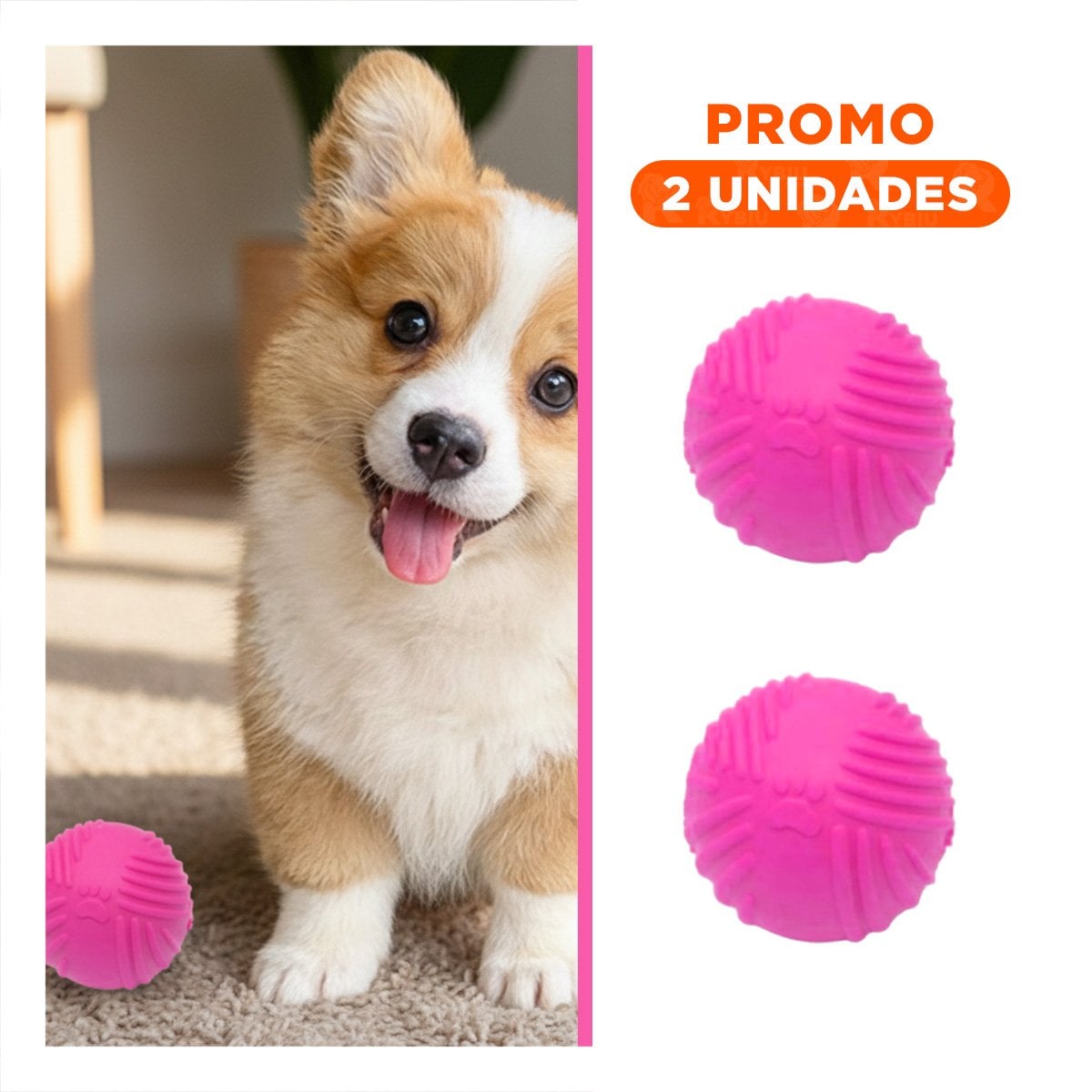 PACK2 BOLA DURADERA A RAYAS DE COLOR ROSADO DE GOMA Y FACIL DE SOSTENER - 1