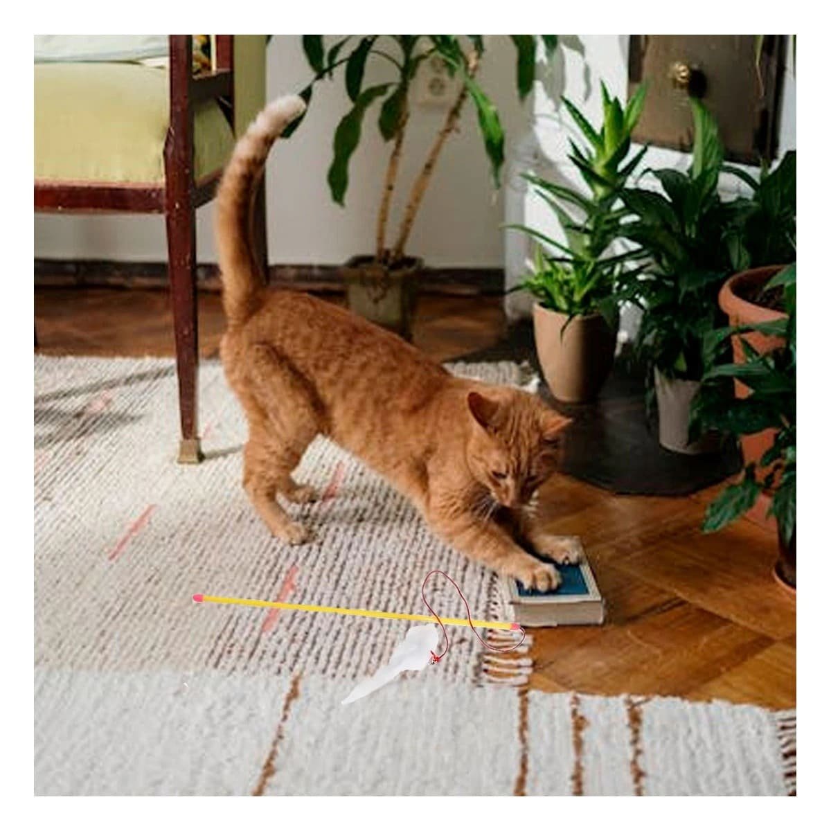 PACK6 JUEGO EQUILIBRADO CON VARITA DE COLOR AMARILLO PARA GATO Y RATON BLANCO - 3