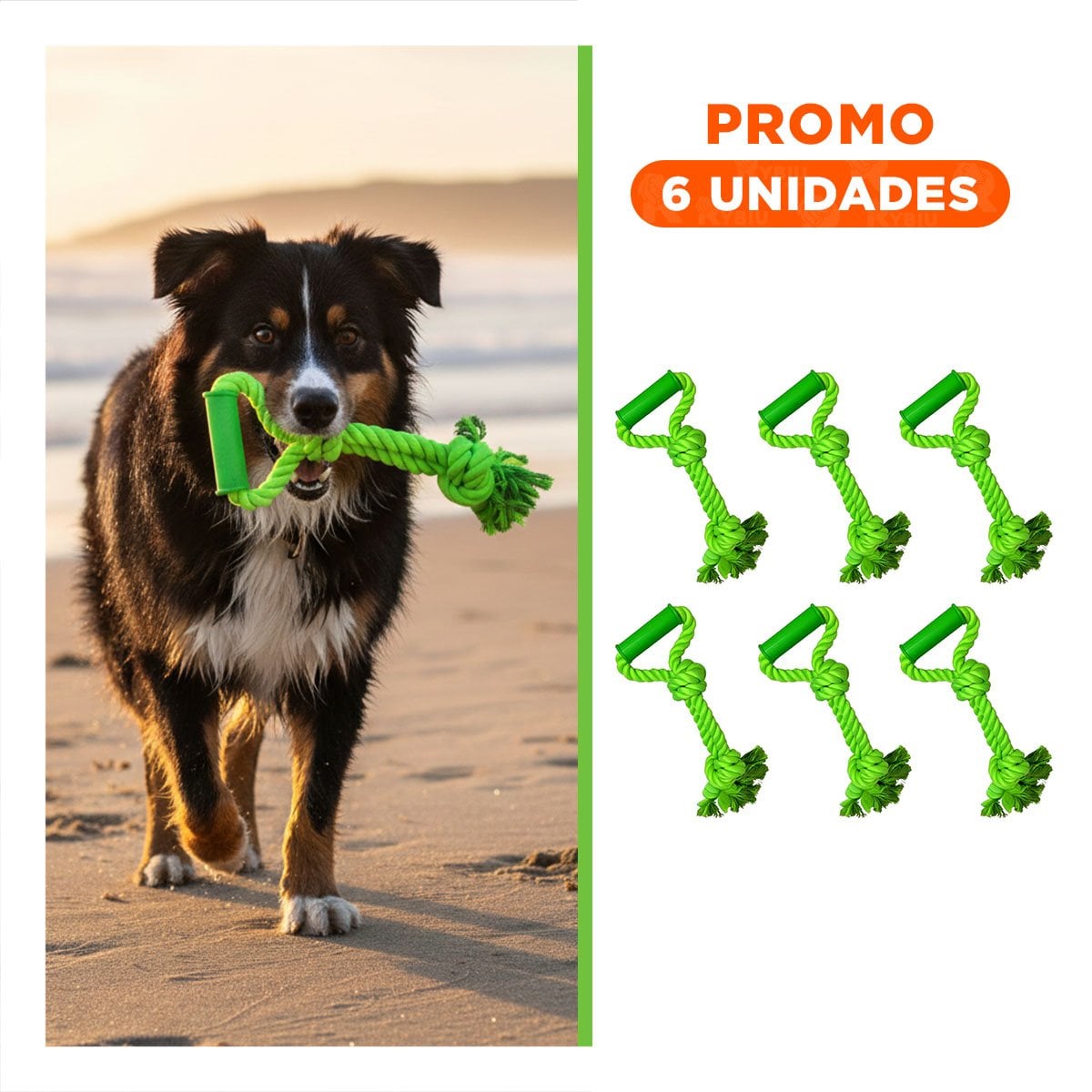 PACK6 ACCESORIO COMPACTO CON SOGA DE ALGODON VERDE LIMON PARA USO DIARIO - 1