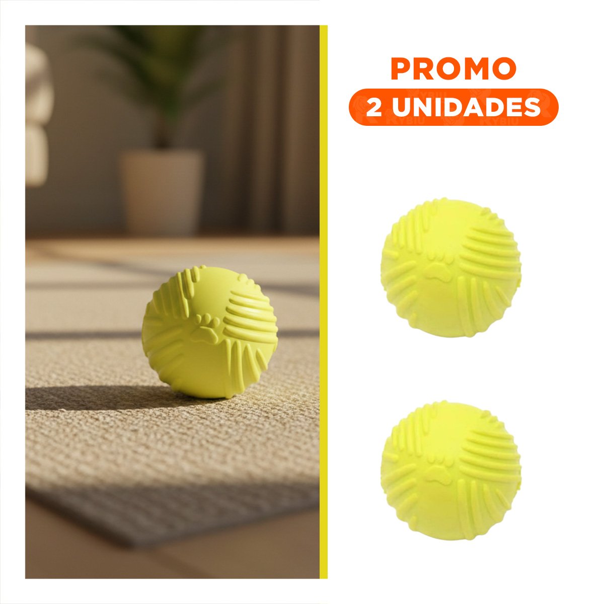 PACK2 BOLA DURADERA A RAYAS DE COLOR VERDE LIMON DE GOMA Y FACIL DE SOSTENER - 1