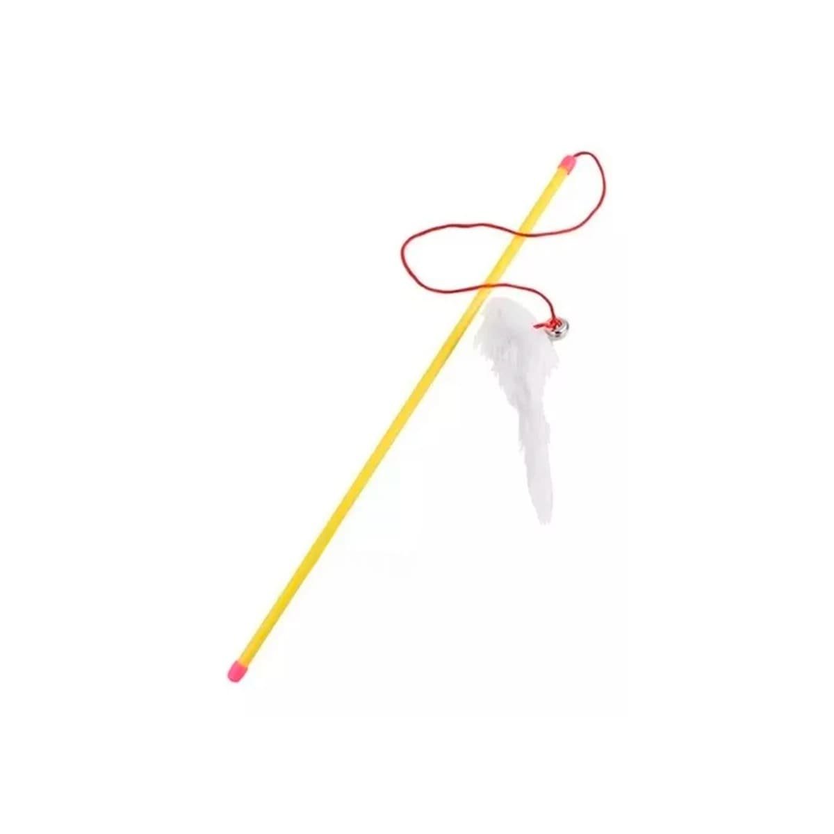 PACK4 VARITA ESTABLE DE COLOR AMARILLO PARA GATO CON JUGUETE DE RATON BLANCO Y+PAPEL REGALO - 3