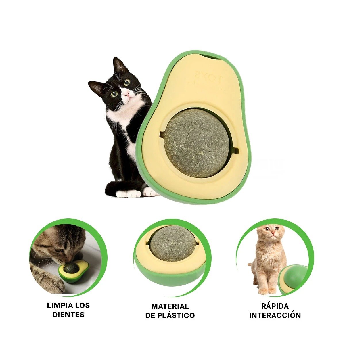 PACK6 SNACK CON CATNIP EN FORMA DE PALTA VERDE PARA MASCOTAS FELICES Y+REGALO STICKER - 2