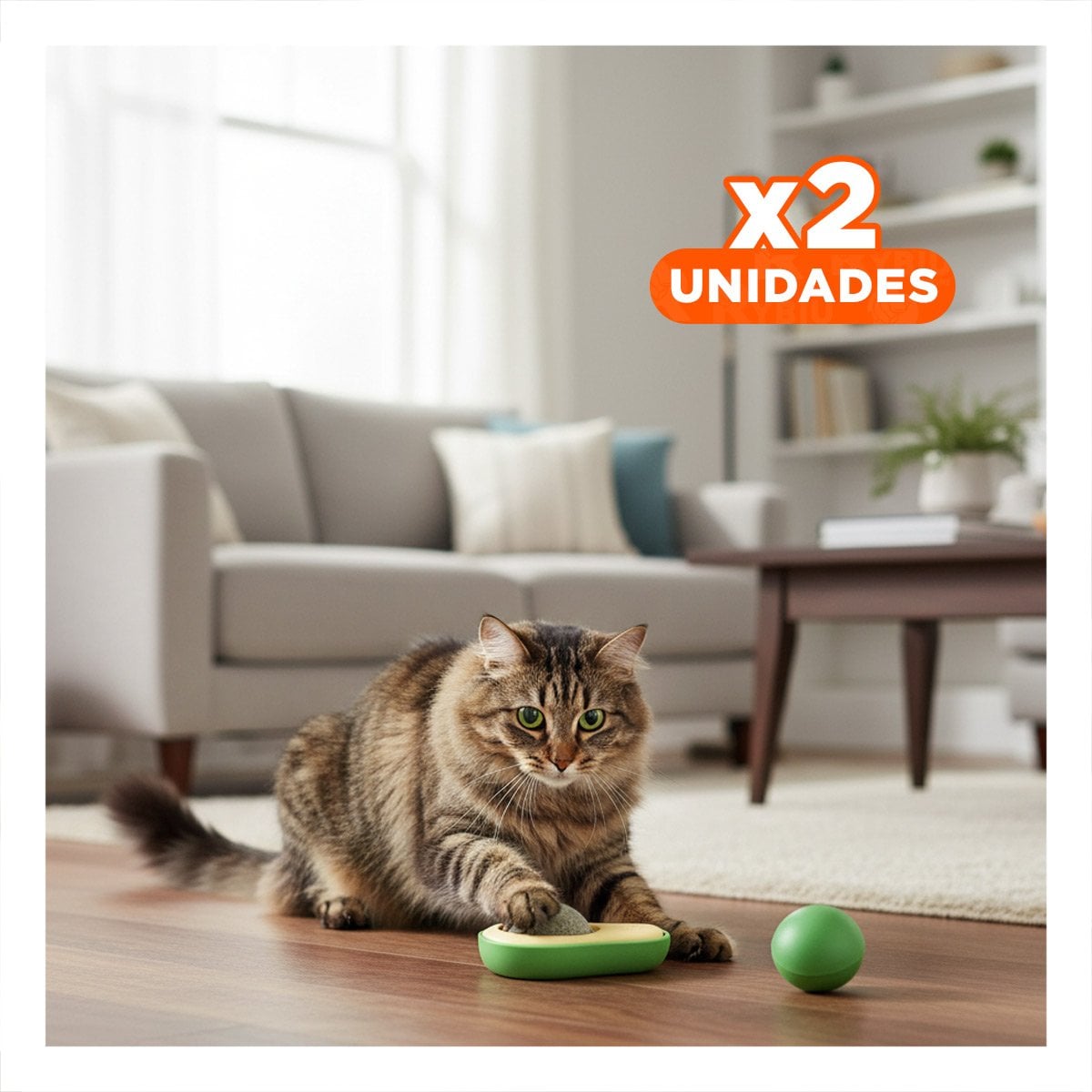 PACK2 HERBAL CON CATNIP PARA FELINOS EN FORMA DE PALTA VERDE Y+REGALO STICKER - 1