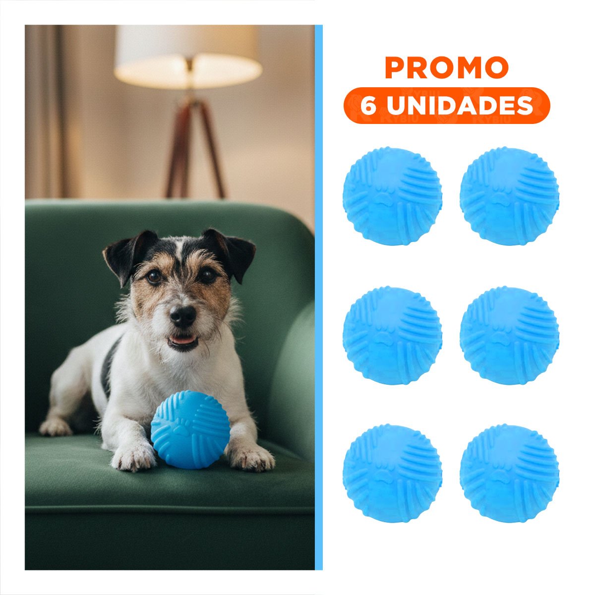 PACK6 BALON COMPACTO DE GOMA CON RAYAS Y COLOR CELESTE PARA DIVERSION DIARIA - 1