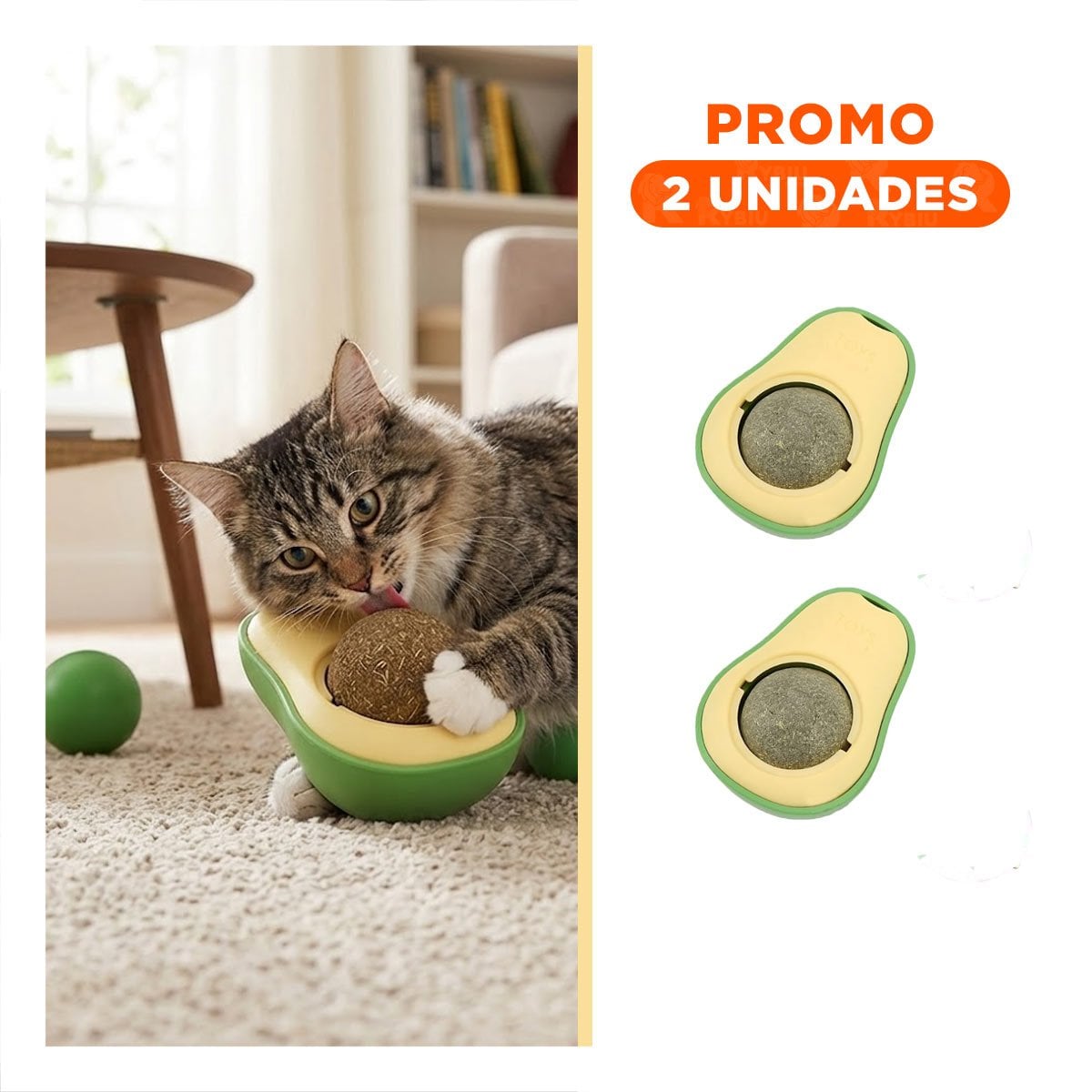 PACK2 HERBAL NATURAL EN FORMA DE PALTA VERDE PARA GATOS FELICES - 1