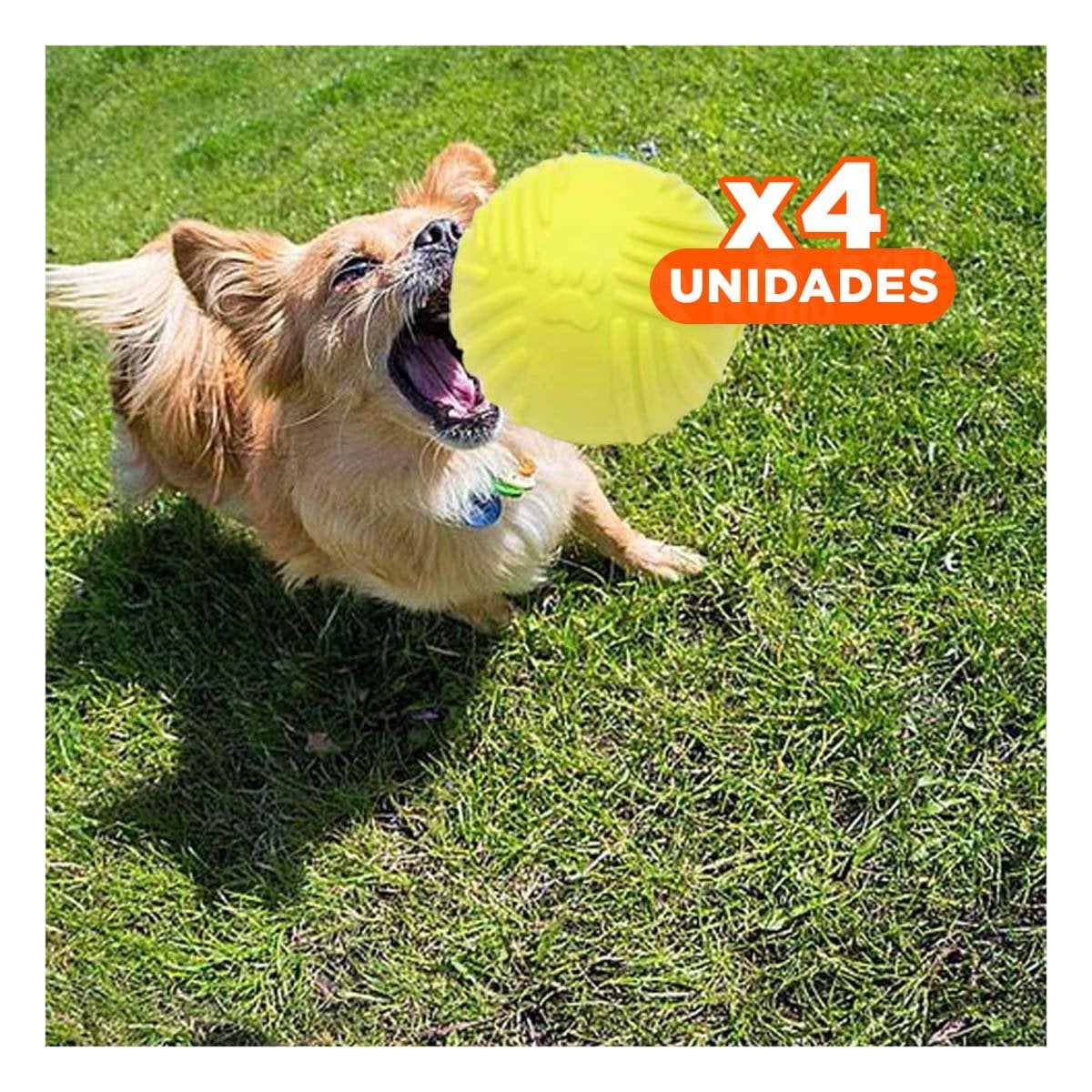 PACK4 BOLA ESTABLE DE GOMA A RAYAS EN COLOR VERDE LIMON PARA MASCOTAS SEGURAS - 1