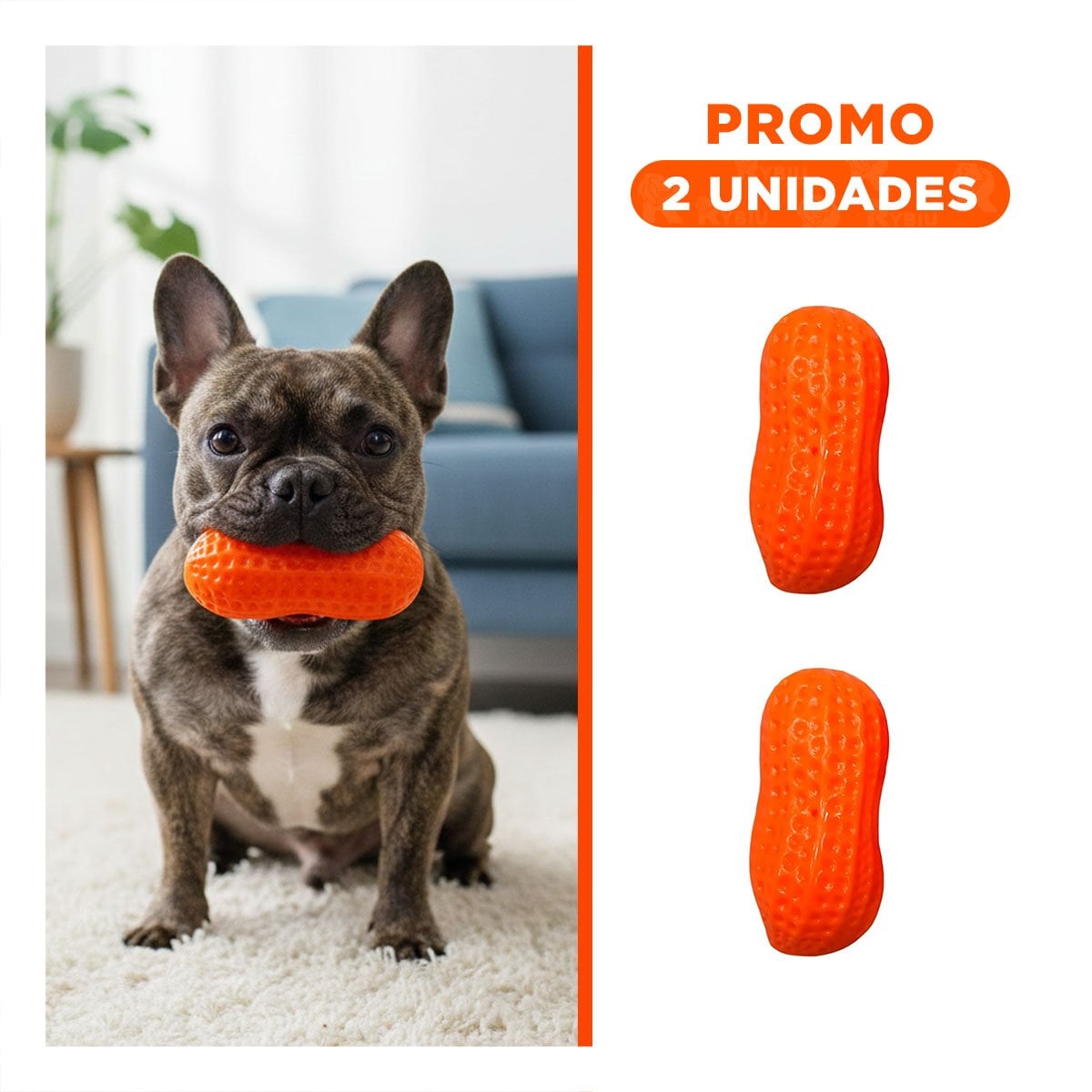 PACK2 JUGUETE DURADERO EN FORMA DE MANI DE TPR EN COLOR NARANJA PARA DIVERSION CONSTANTE - 1