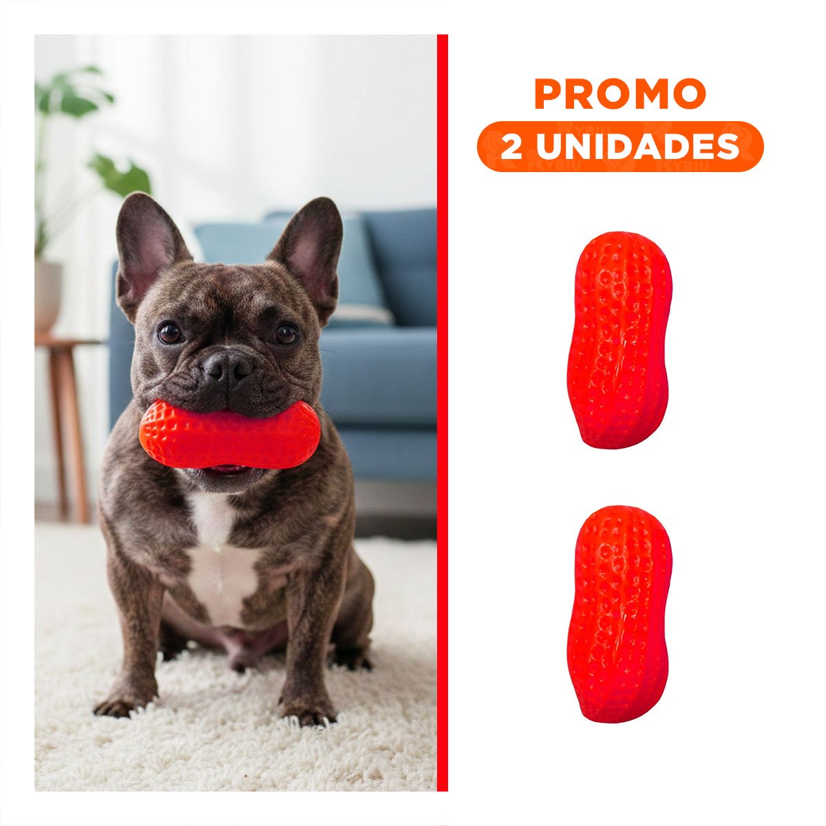PACK2 JUGUETE DURADERO EN FORMA DE MANI DE TPR EN COLOR ROJO PARA DIVERSION CONSTANTE - 1