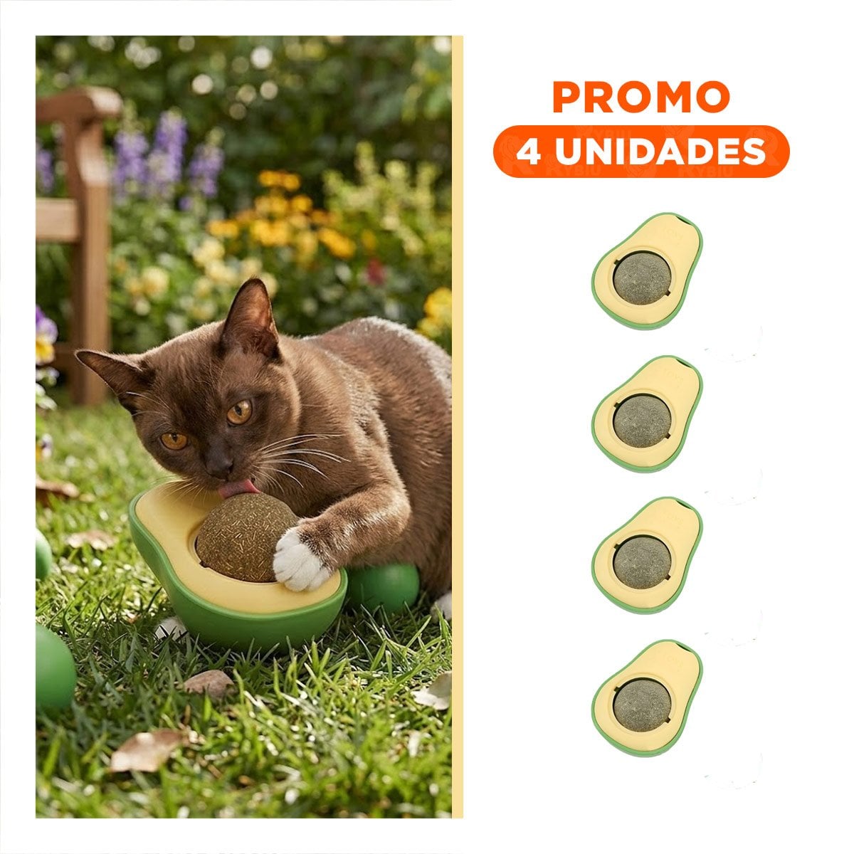 PACK4 JUGUETE DIVERTIDO EN FORMA DE PALTA VERDE PARA MASCOTAS Y+REGALO STICKER - 1