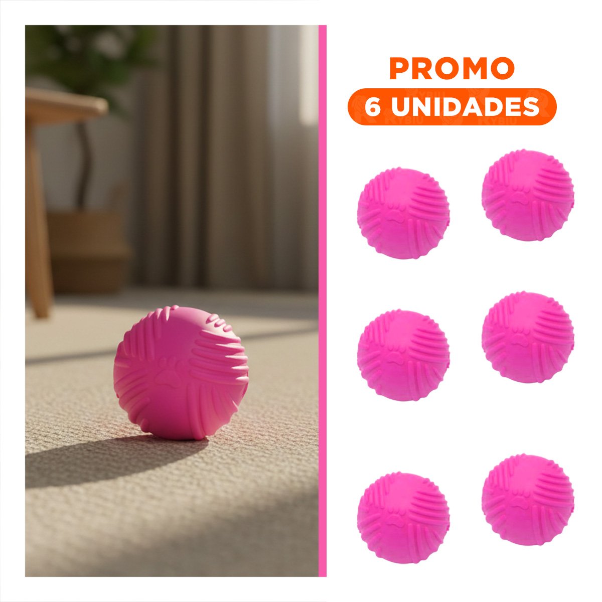 PACK6 BALON COMPACTO DE GOMA CON RAYAS Y COLOR ROSADO PARA DIVERSION DIARIA - 1
