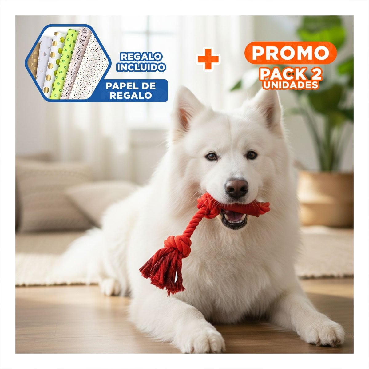PACK2 CUERDA DURADERA ROJO CON AGARRADERA DE ALGODON FIRME Y+PAPEL REGALO - 1