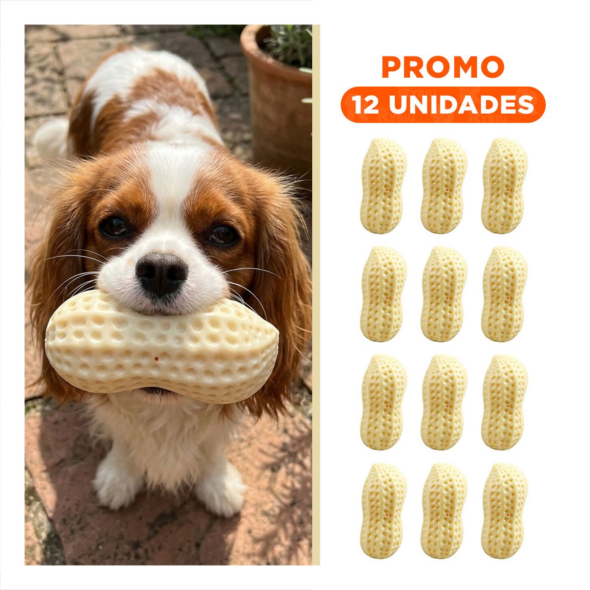 PACK12 ELEMENTO LIGERO DE TPR EN FORMA DE MANI EN COLOR AMARILLO PARA MASCOTAS Y+REGALO STICKER - 1