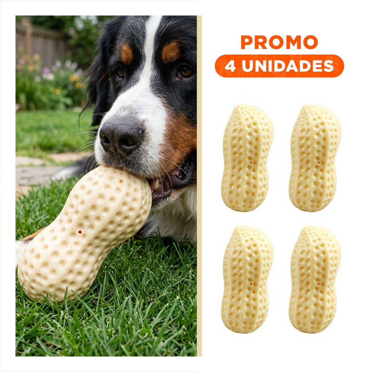 PACK4 PIEZA EN FORMA DE MANI DE TPR EN COLOR AMARILLO PARA MASCOTAS Y+REGALO STICKER - 1