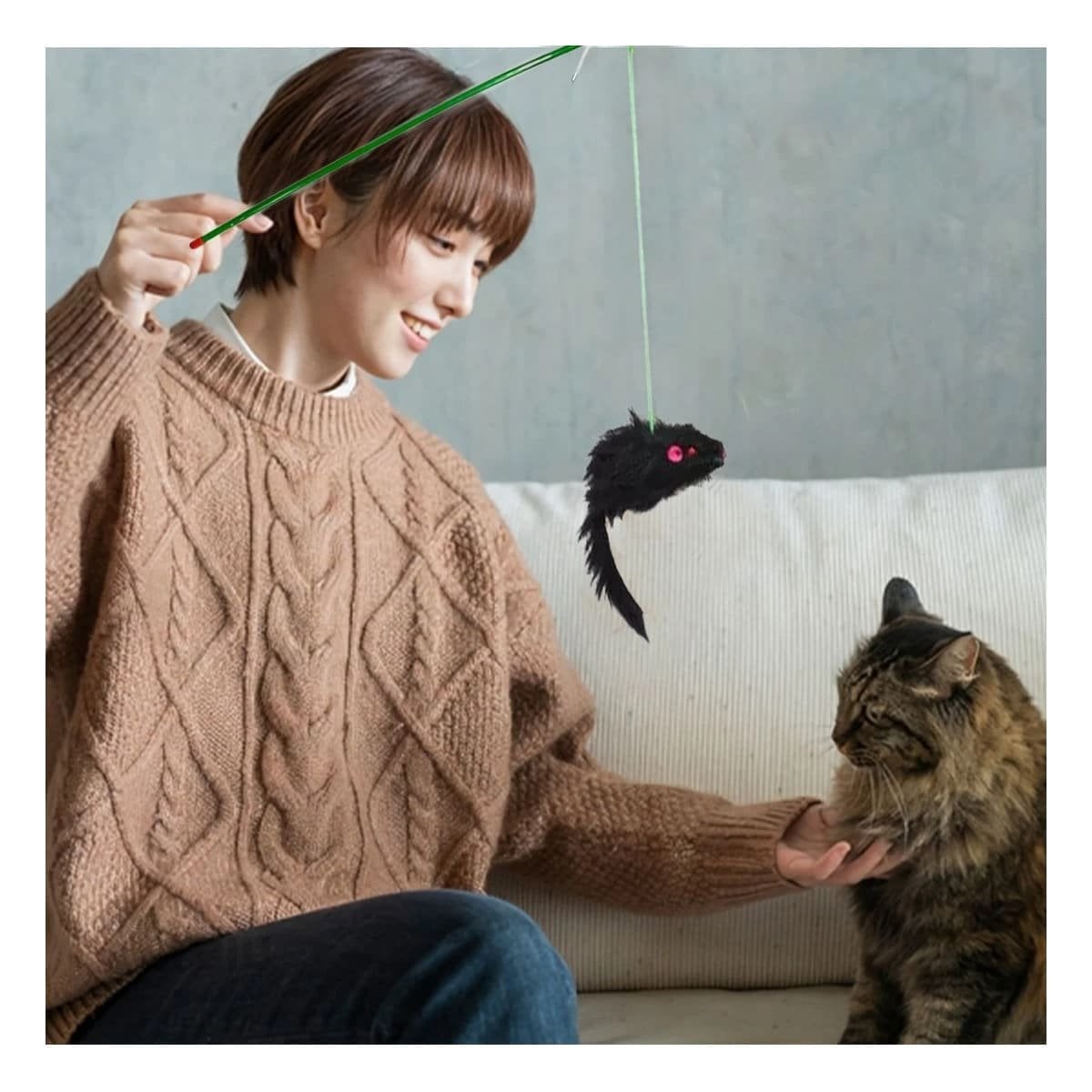 PACK12 ACCESORIO LIGERO CON VARITA DE COLOR VERDE PARA GATO Y RATON NEGRO Y+PAPEL REGALO - 5