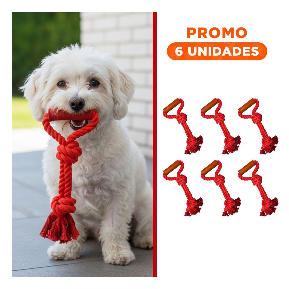PACK6 ACCESORIO COMPACTO CON SOGA DE ALGODON ROJO PARA USO DIARIO - 1