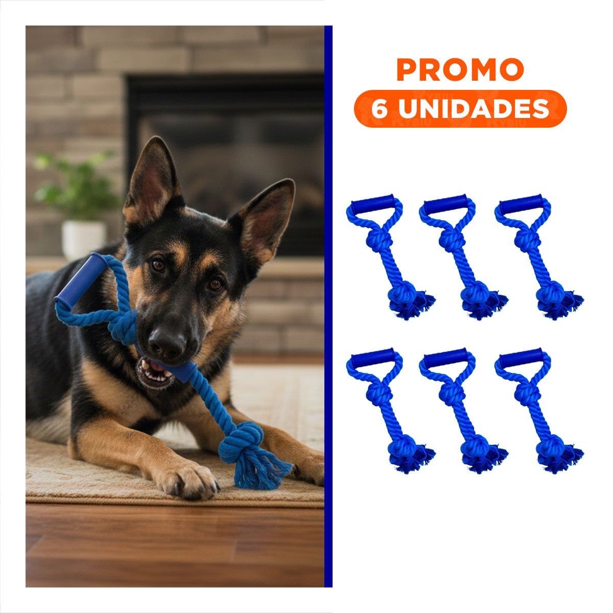 PACK6 ACCESORIO COMPACTO CON SOGA DE ALGODON AZUL PARA USO DIARIO - 1