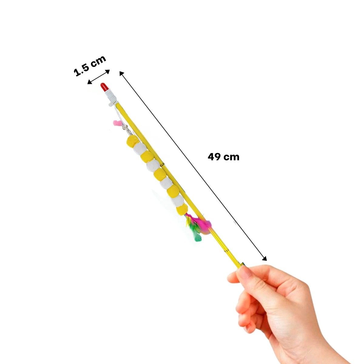 PACK4 VARITA PARA DINAMICA ACTIVA DE GATO CON BOLITAS EN COLOR AMARRILLO Y+PAPEL REGALO - 4