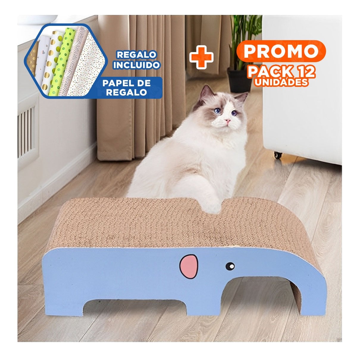 PACK12 ESTRUCTURA CREATIVA ELEFANTE EN COLOR MARRON CON BASE ESTABLE Y+PAPEL REGALO - 1
