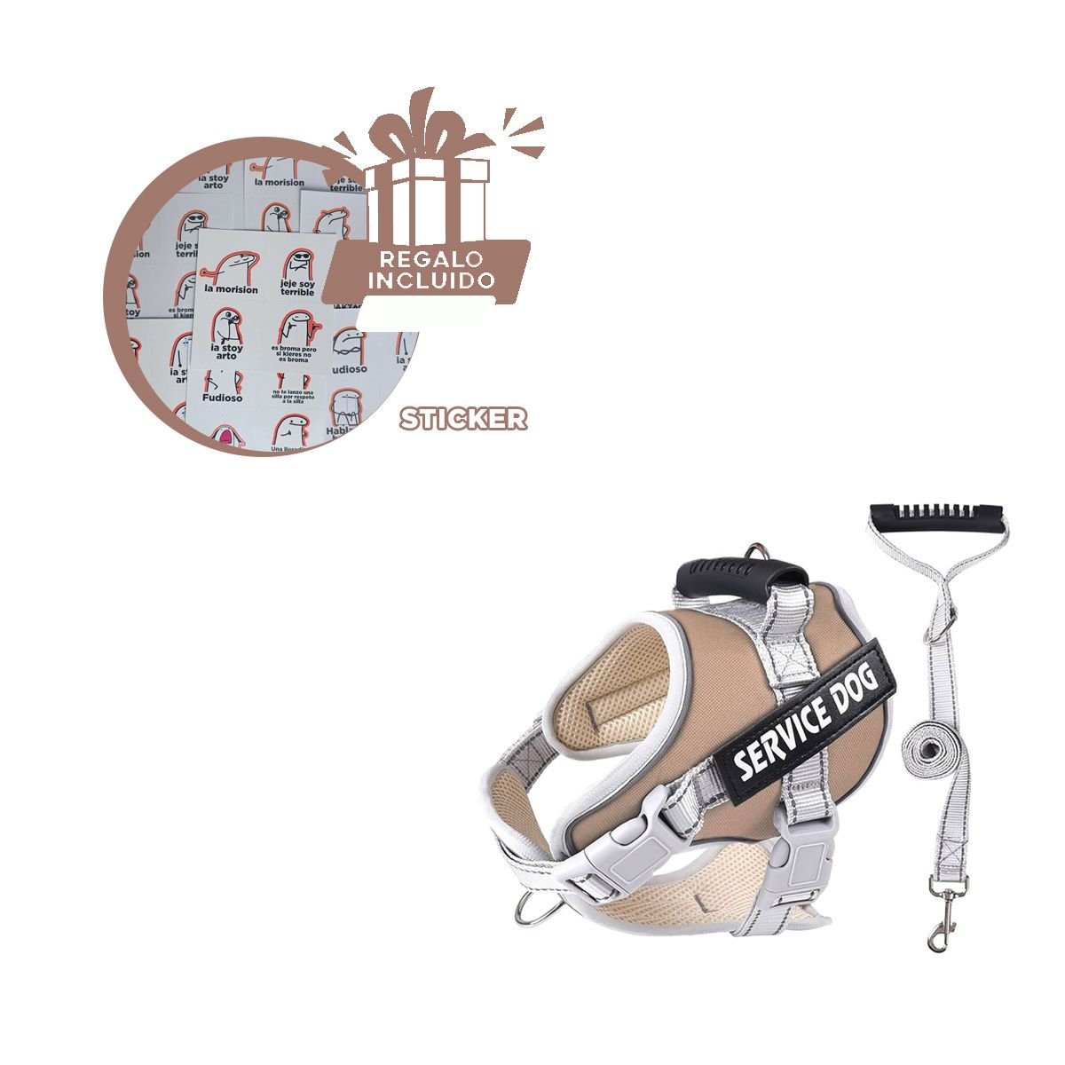 PETO PROFESIONAL SERVICE DOG TALLA XL MARRON CON ASA Y+REGALO STICKER - 1