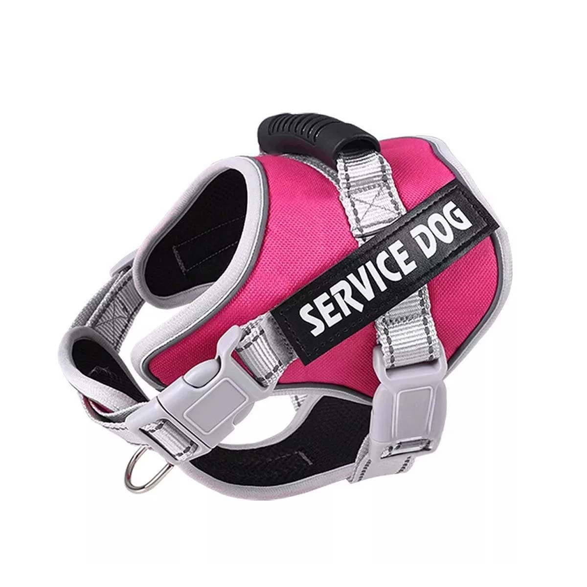 HARNESS PROFESIONAL SERVICE DOG TALLA L FUCSIA CON ASA Y+PAPEL REGALO - 1