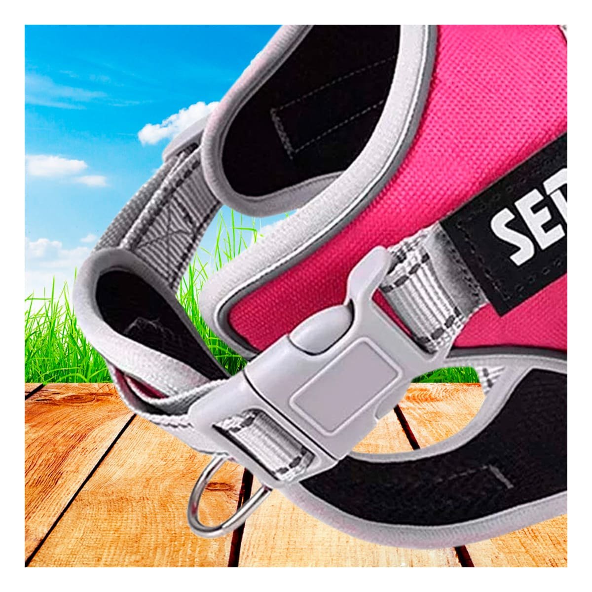 HARNESS PROFESIONAL SERVICE DOG TALLA L FUCSIA CON ASA Y+PAPEL REGALO - 5