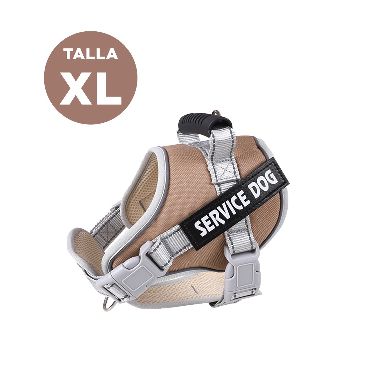 PACK4 PECHERA RESISTENTE SERVICE DOG TALLA XL MARRON CON ASA - 4