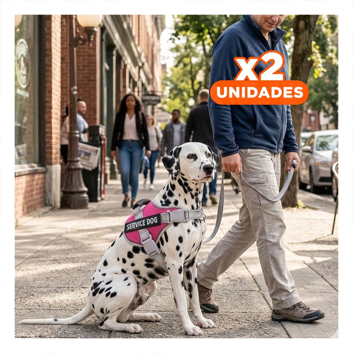 PACK2 PETO AJUSTABLE SERVICE DOG TALLA L FUCSIA CON ASA Y+REGALO STICKER - 1