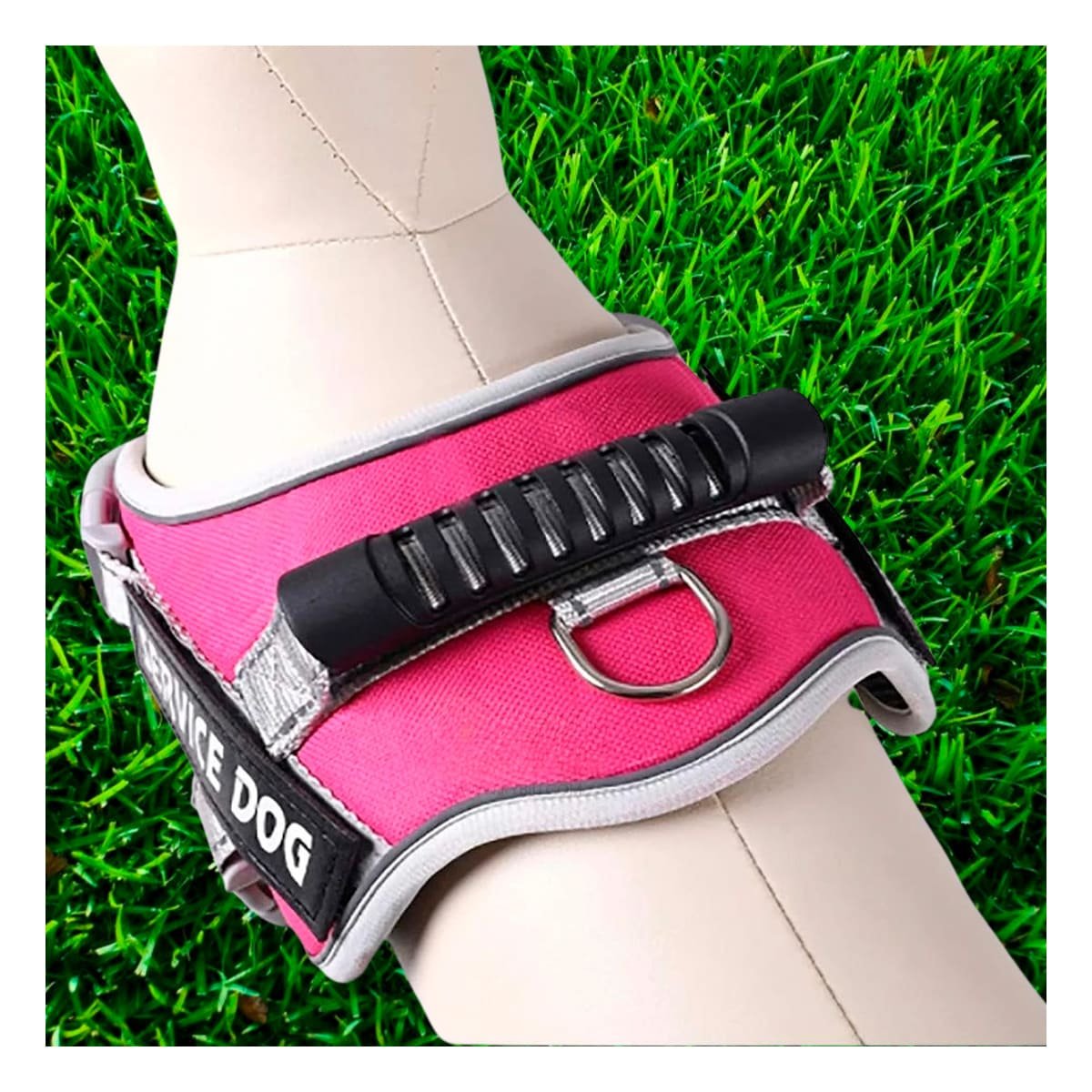 PACK2 PETO AJUSTABLE SERVICE DOG TALLA L FUCSIA CON ASA Y+REGALO STICKER - 5
