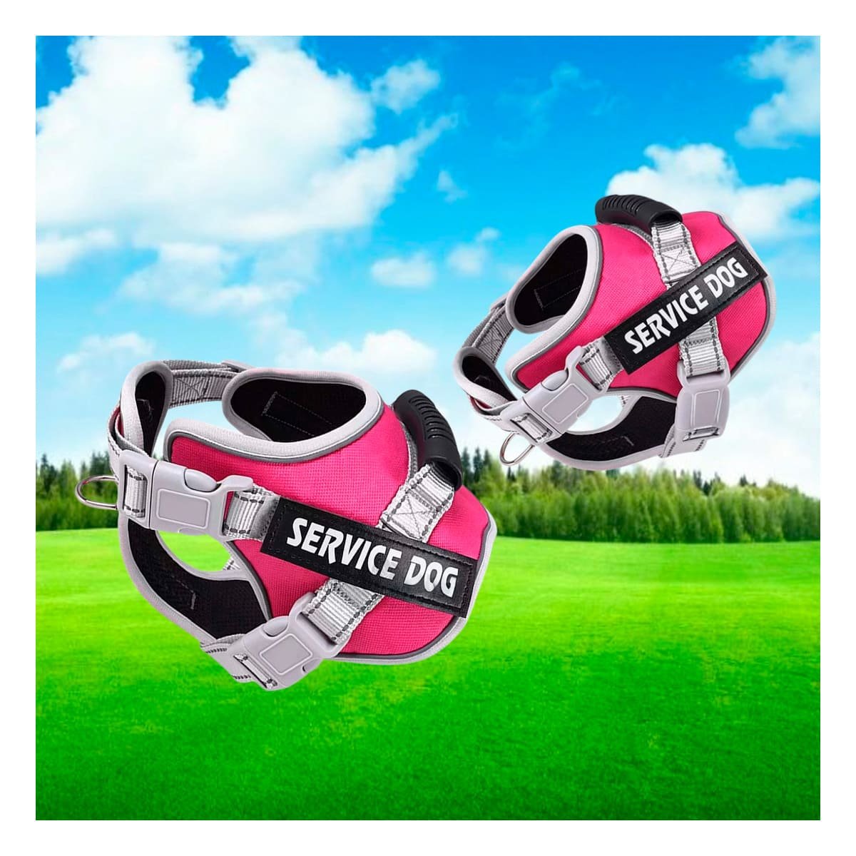 CHALECO PROFESIONAL SERVICE DOG TALLA L FUCSIA CON ASA - 2