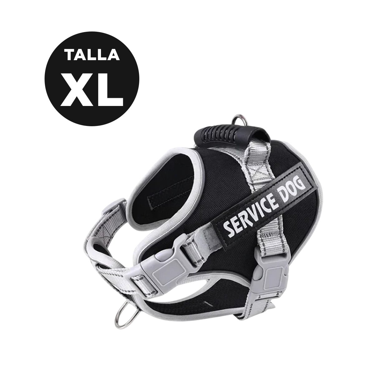 PETO PROFESIONAL SERVICE DOG TALLA XL NEGRO CON ASA Y+REGALO STICKER - 4
