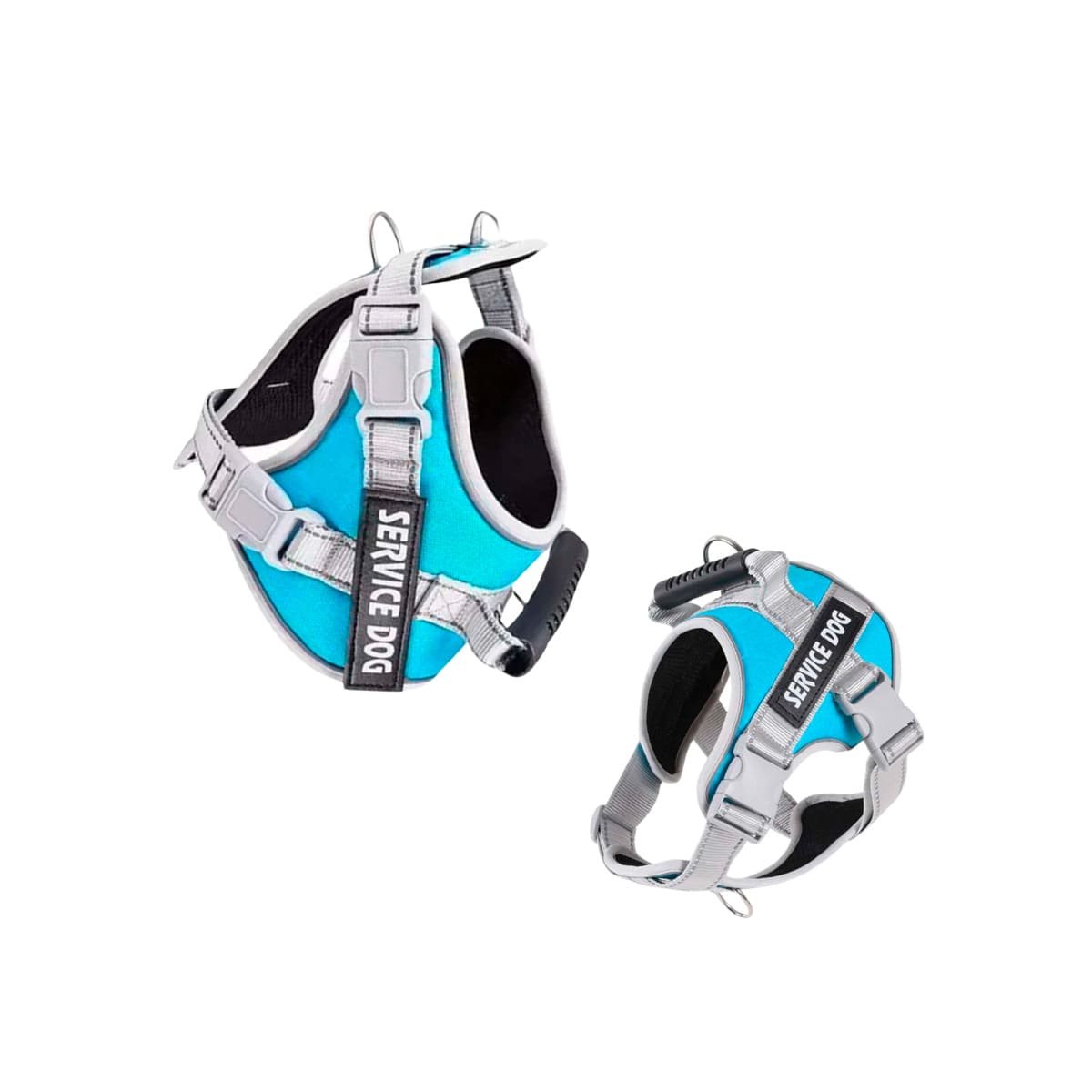 PACK2 PETO AJUSTABLE SERVICE DOG TALLA L TURQUEZA CON ASA Y+REGALO STICKER - 2