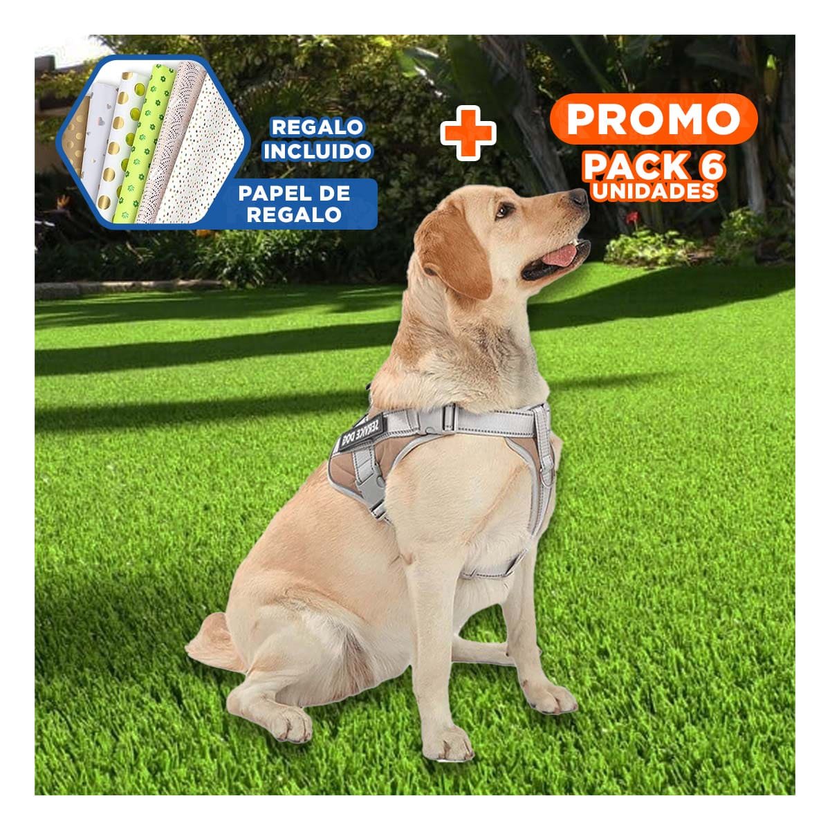 PACK6 PETO RESISTENTE SERVICE DOG TALLA XL MARRON CON ASA Y+PAPEL REGALO - 1
