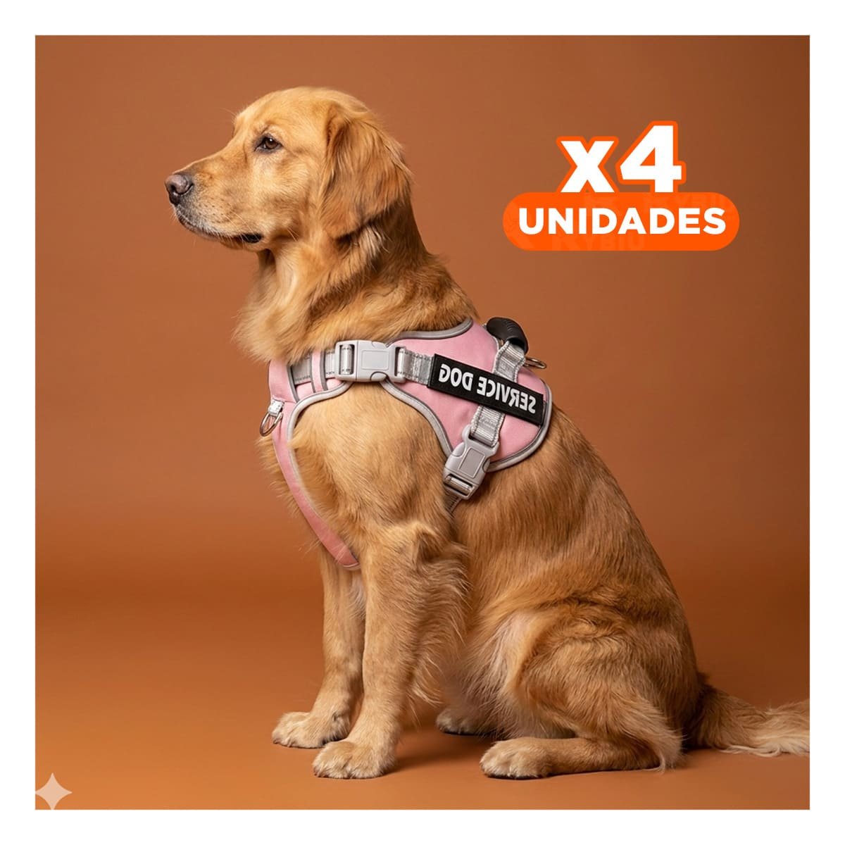 PACK4 PECHERA RESISTENTE SERVICE DOG TALLA L ROSADO CLARO CON ASA - 1