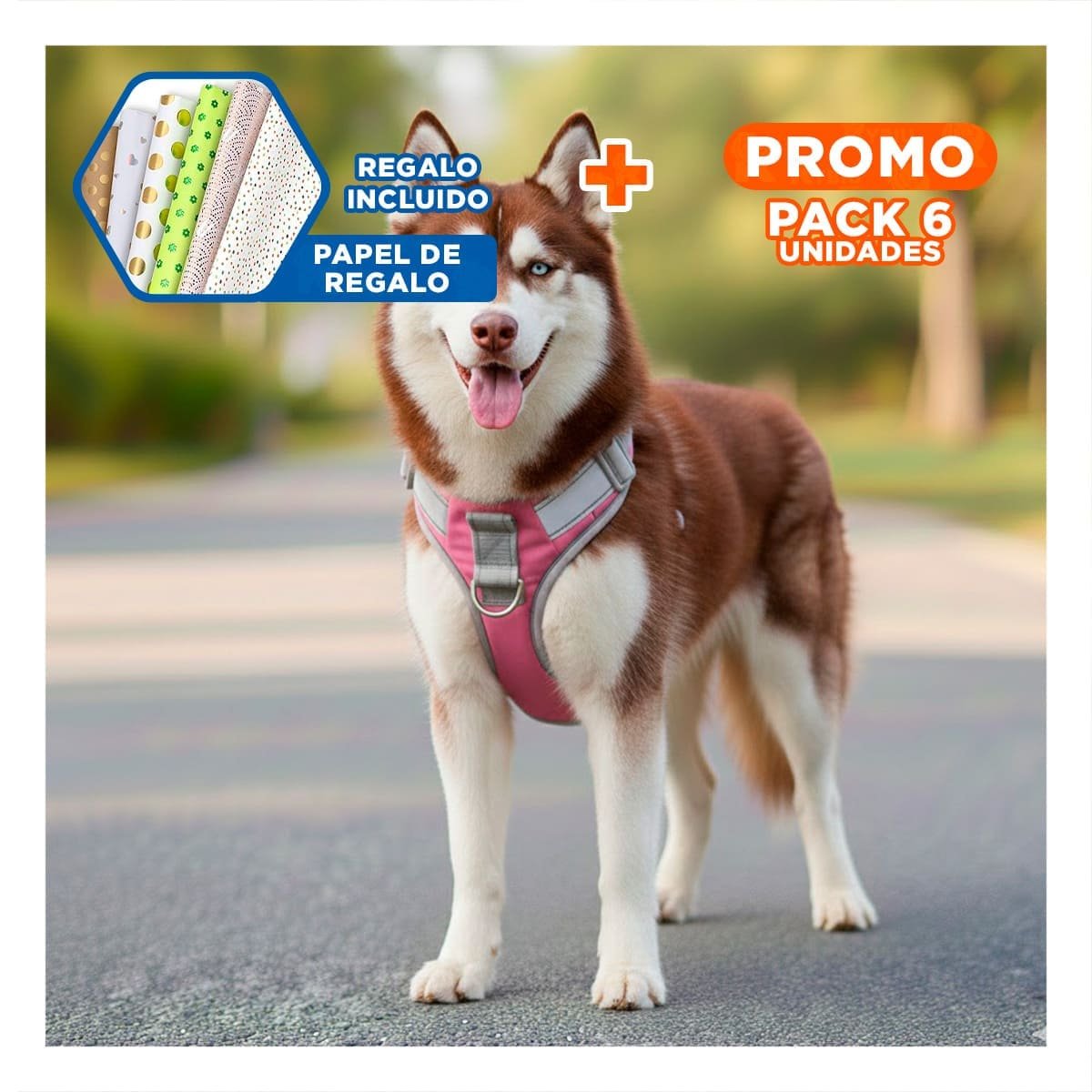 PACK6 PETO RESISTENTE SERVICE DOG TALLA XL ROSADO CLARO CON ASA Y+PAPEL REGALO - 1