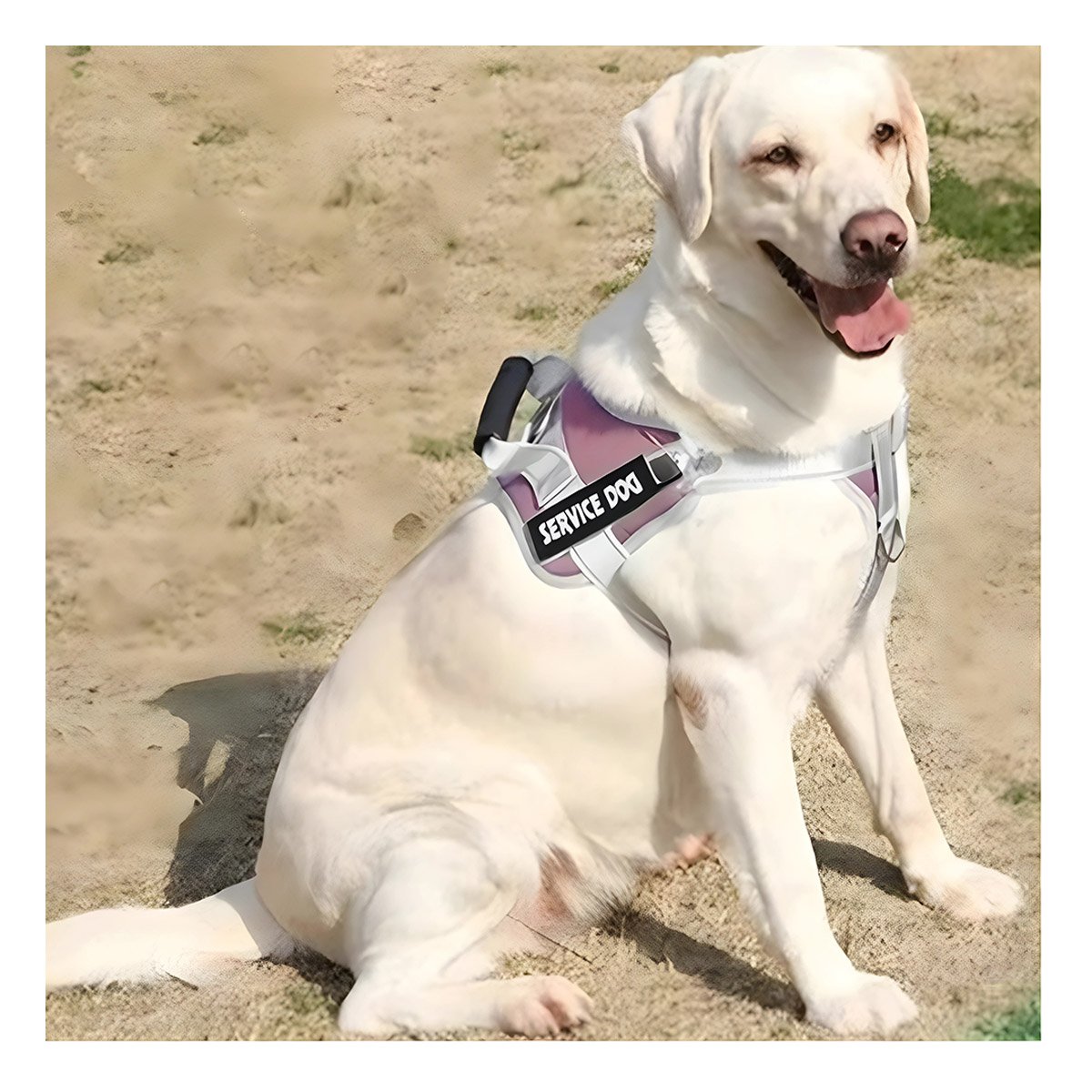 CHALECO PROFESIONAL SERVICE DOG TALLA L ROSADO CLARO CON ASA - 1