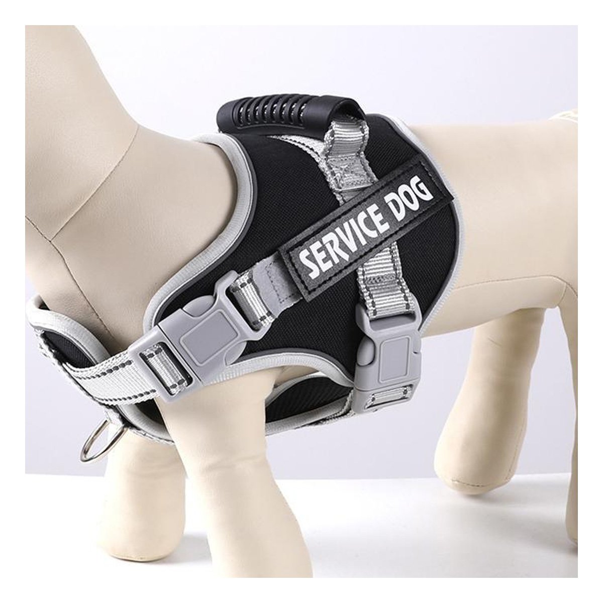 CHALECO PROFESIONAL SERVICE DOG TALLA XL NEGRO CON ASA - 1