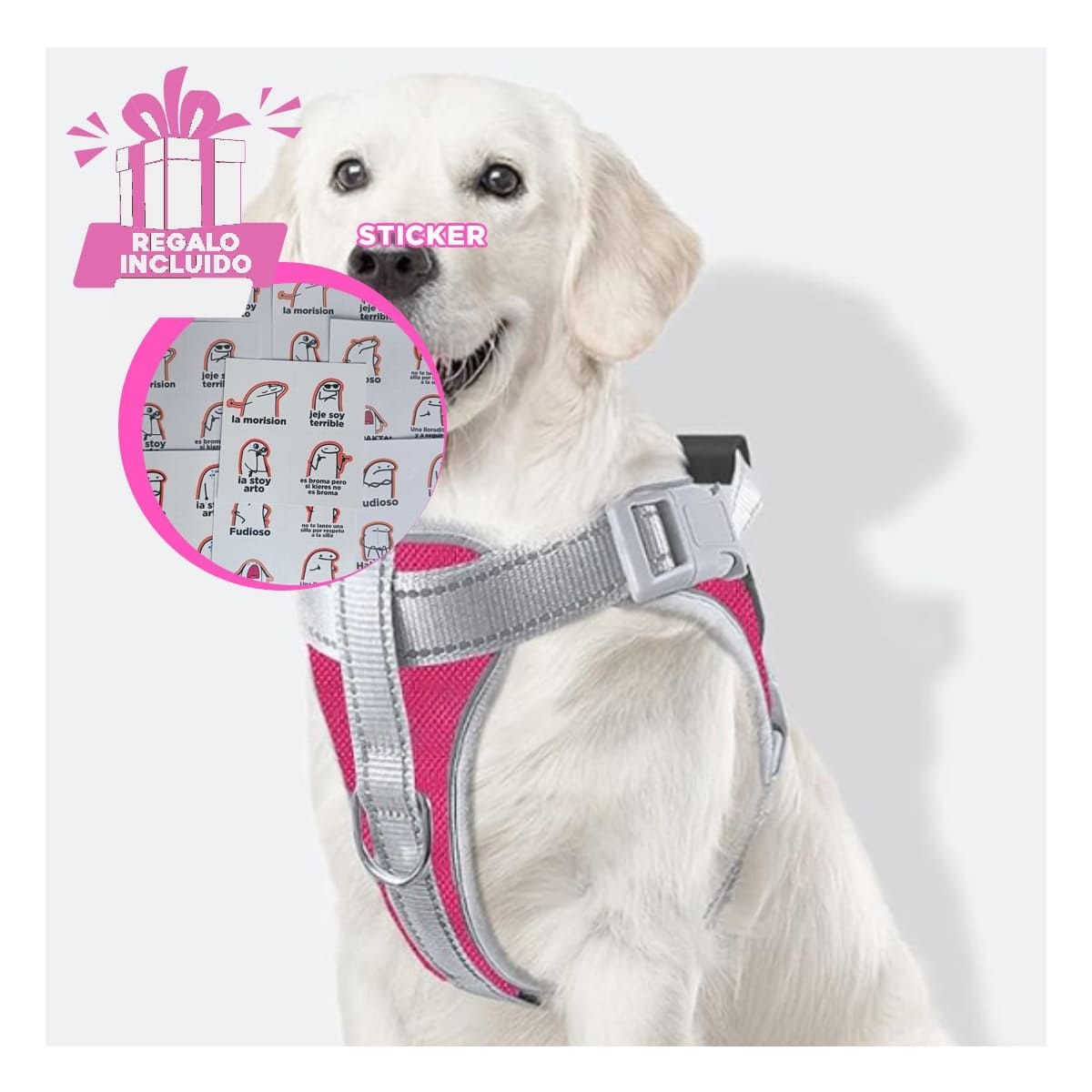 PETO PROFESIONAL SERVICE DOG TALLA XL FUCSIA CON ASA Y+REGALO STICKER - 1