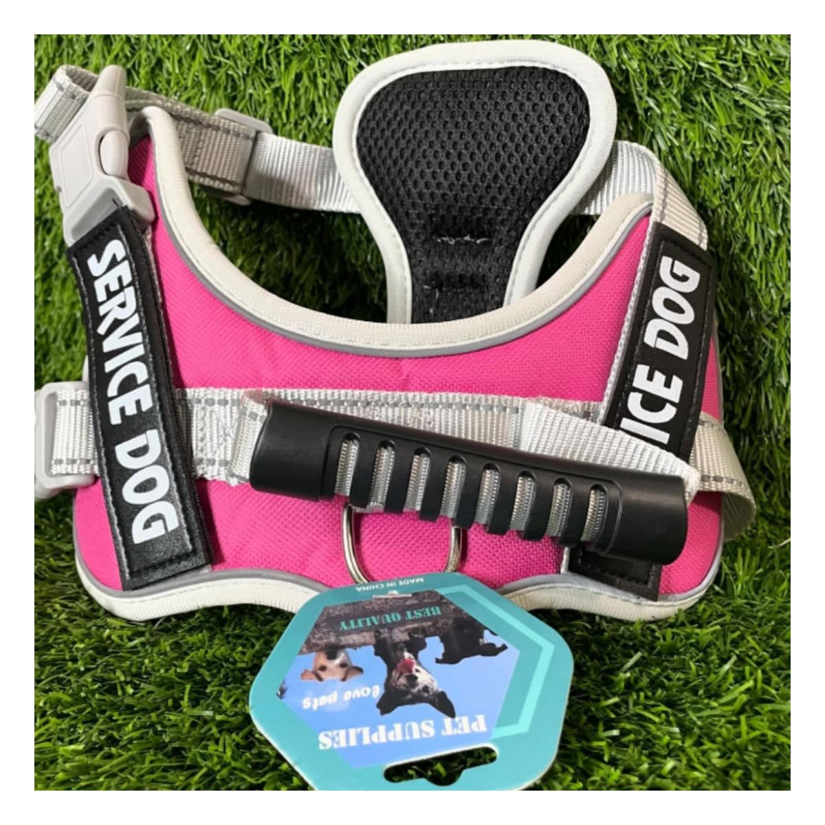 CHALECO PROFESIONAL SERVICE DOG TALLA XL FUCSIA CON ASA - 1