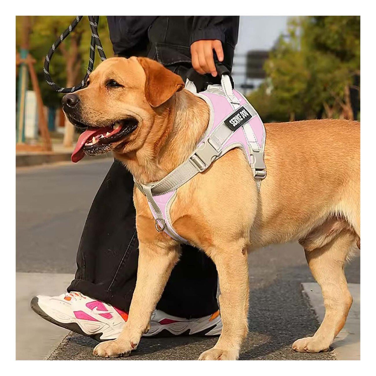 CHALECO PROFESIONAL SERVICE DOG TALLA XL ROSADO CLARO CON ASA - 1