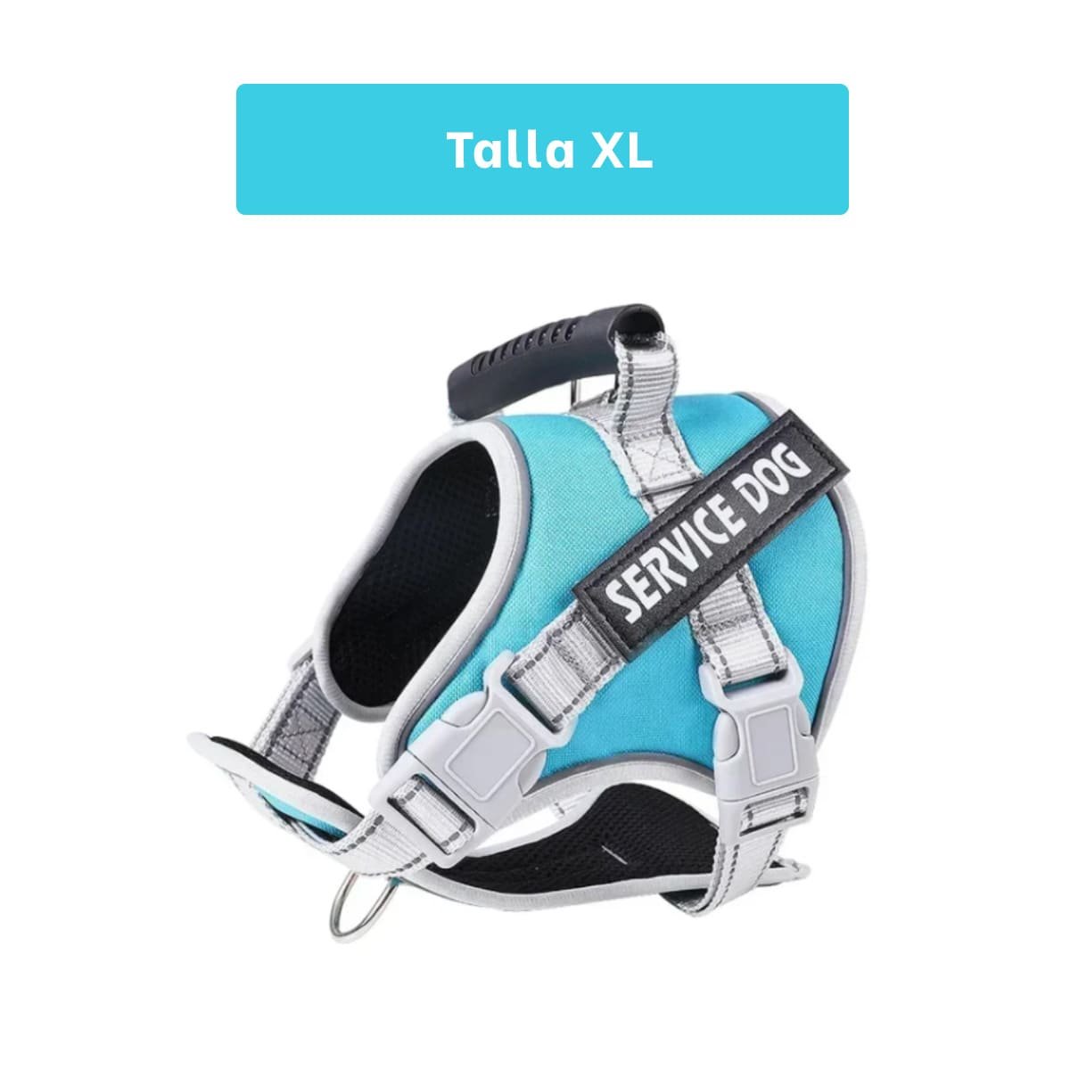 PACK4 CHALECO RESISTENTE SERVICE DOG TALLA XL TURQUEZA CON ASA Y+REGALO STICKER - 4
