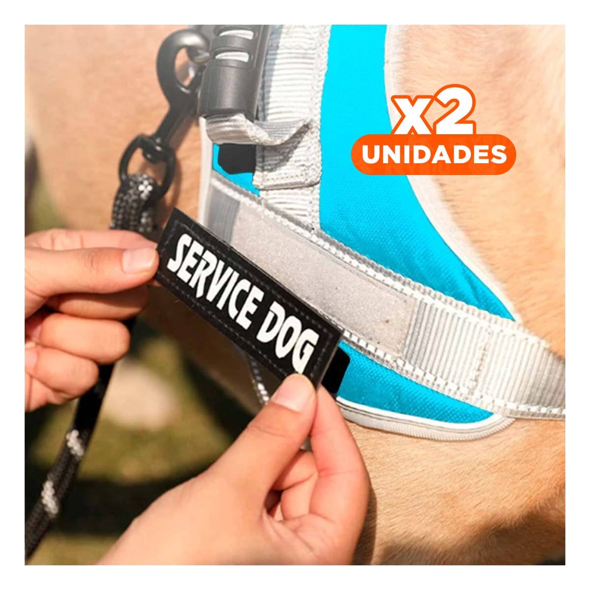 PACK2 PETO AJUSTABLE SERVICE DOG TALLA XL TURQUEZA CON ASA Y+REGALO STICKER - 1