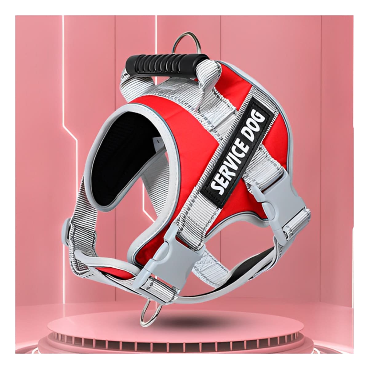 HARNESS PROFESIONAL SERVICE DOG TALLA XL ROJO CON ASA Y+PAPEL REGALO - 2