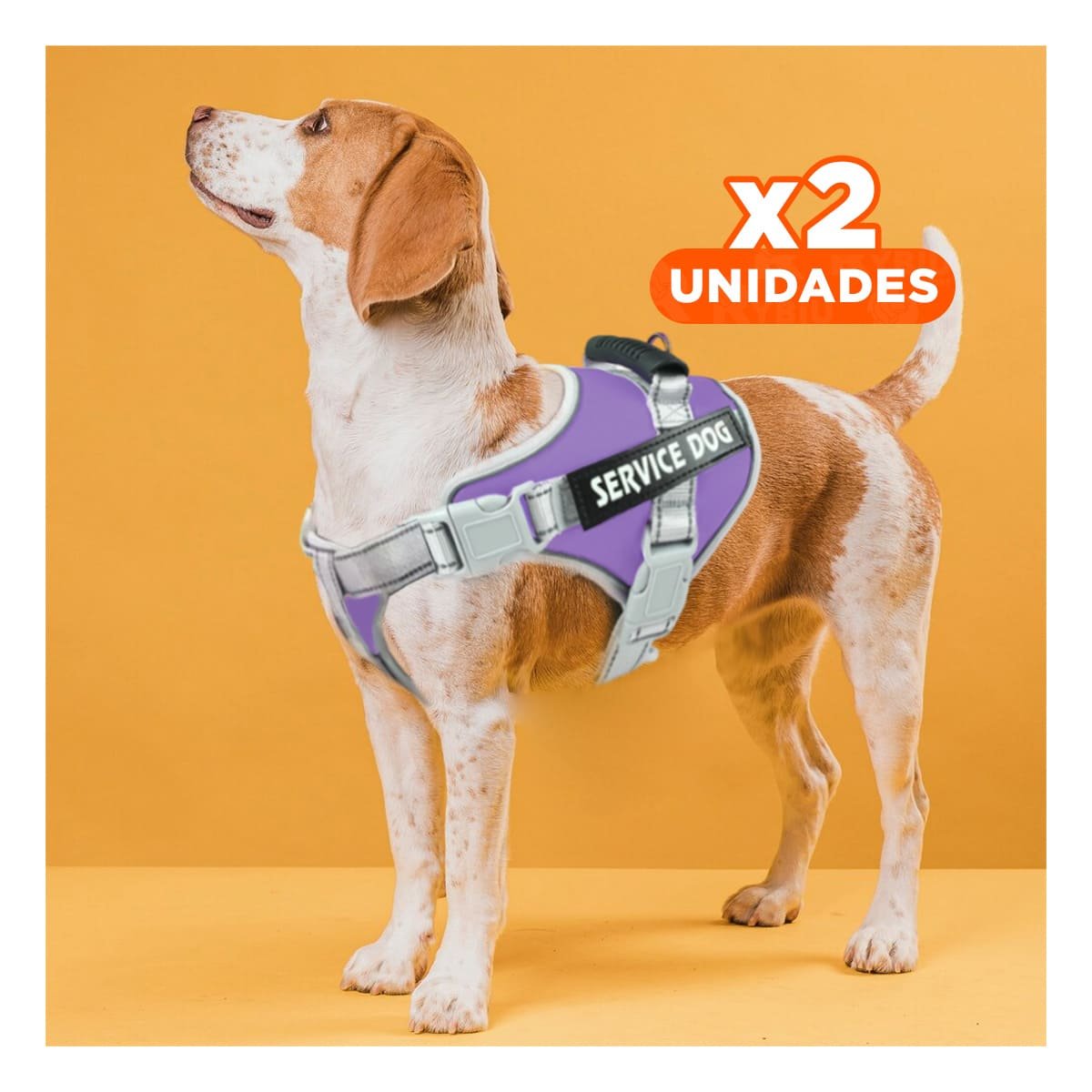 PACK2 PETO AJUSTABLE SERVICE DOG TALLA L MORADO CON ASA Y+REGALO STICKER - 1