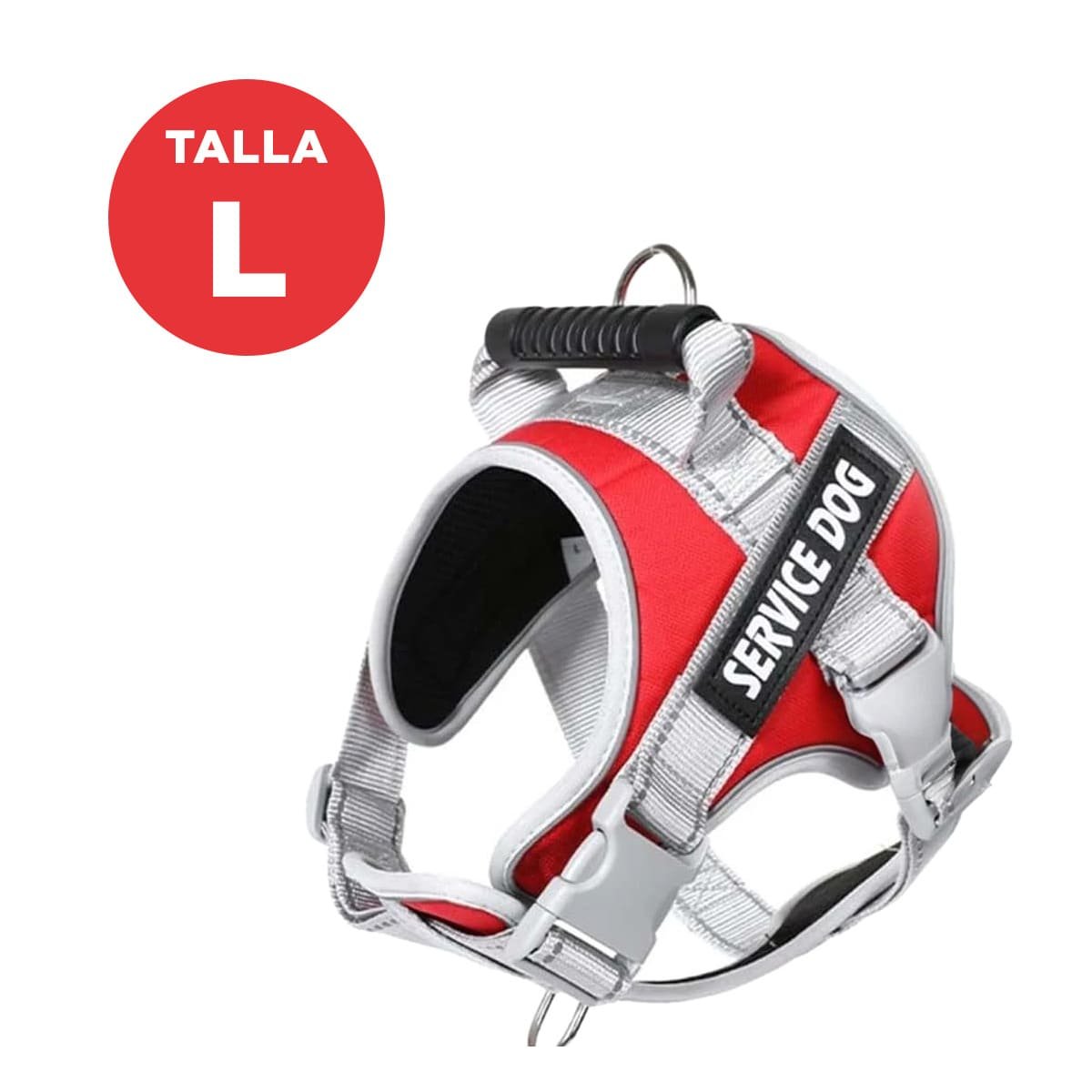 PACK4 CHALECO RESISTENTE SERVICE DOG TALLA L ROJO CON ASA Y+REGALO STICKER - 4